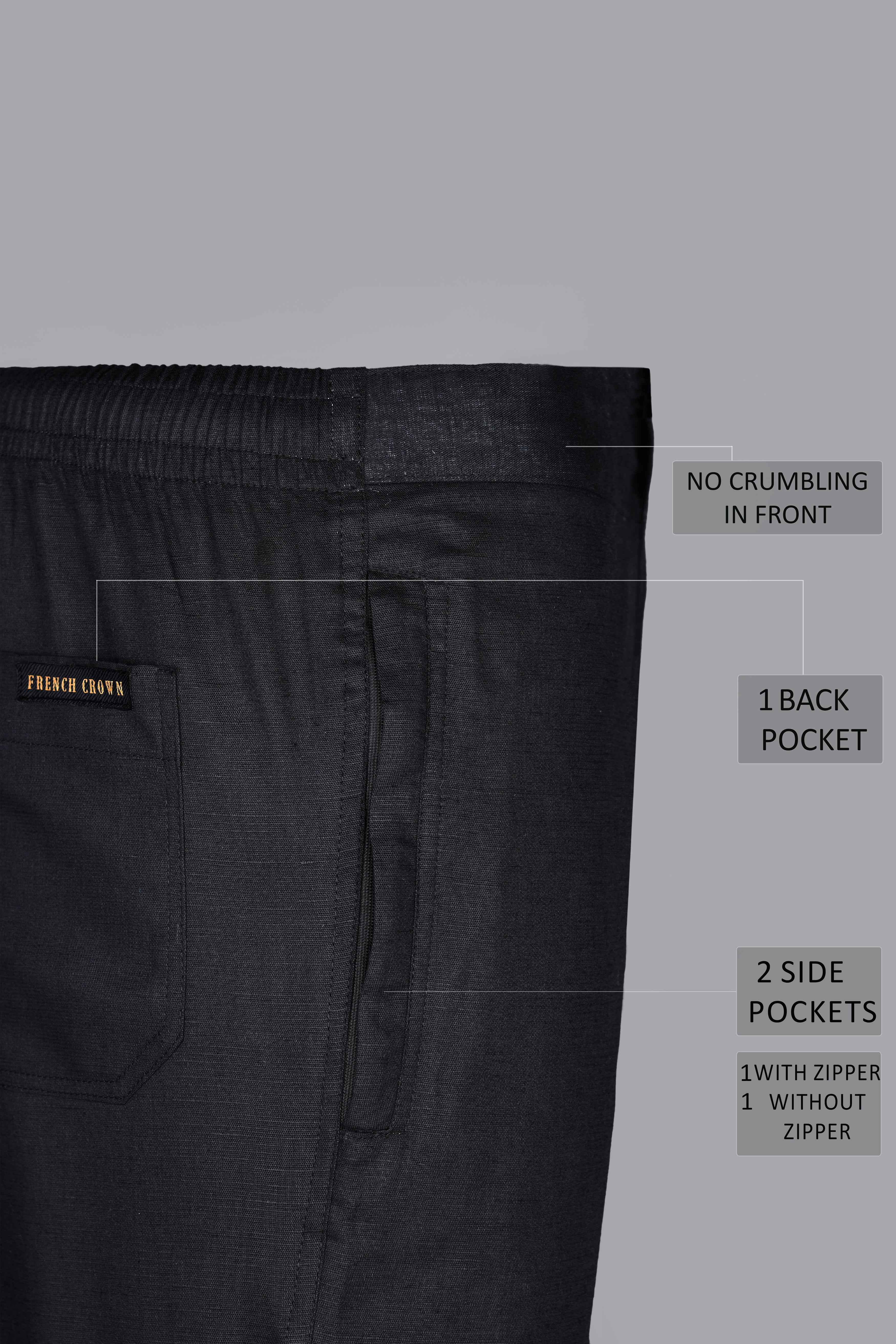 One Black Luxurious Linen and One Black Cotton Lounge Pants