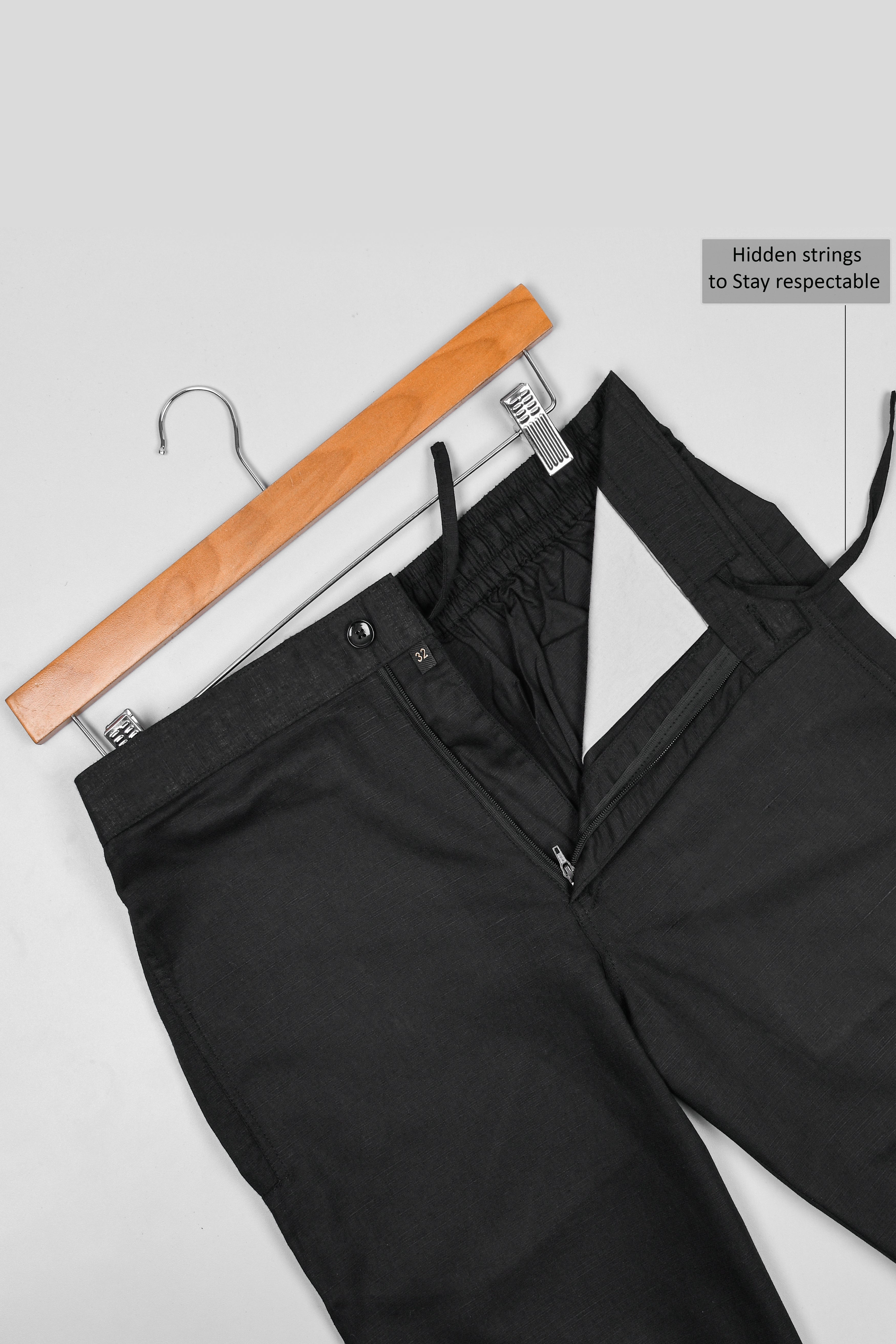 One Black Luxurious Linen and One Black Cotton Lounge Pants