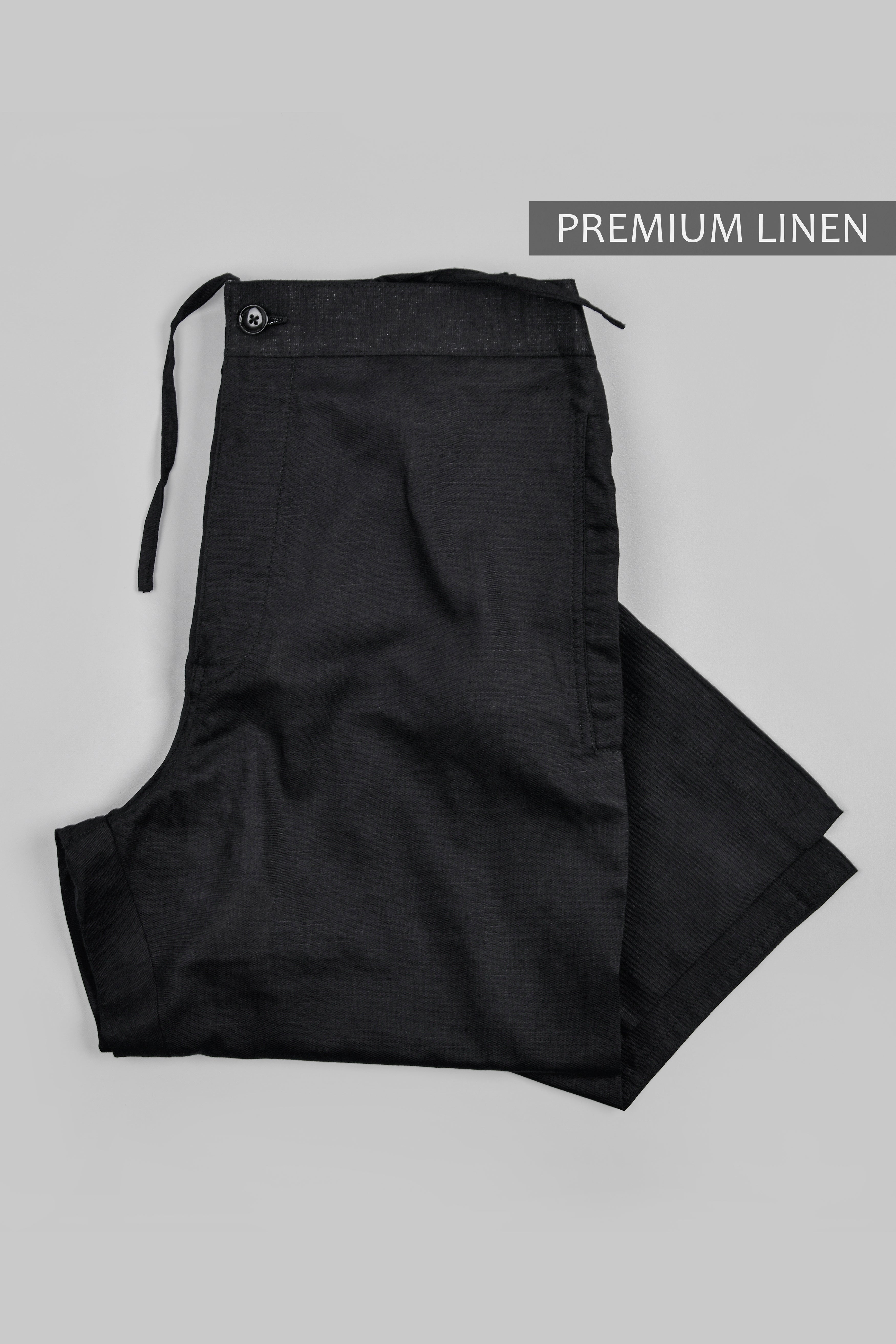 One Black Luxurious Linen and One Black Cotton Lounge Pants