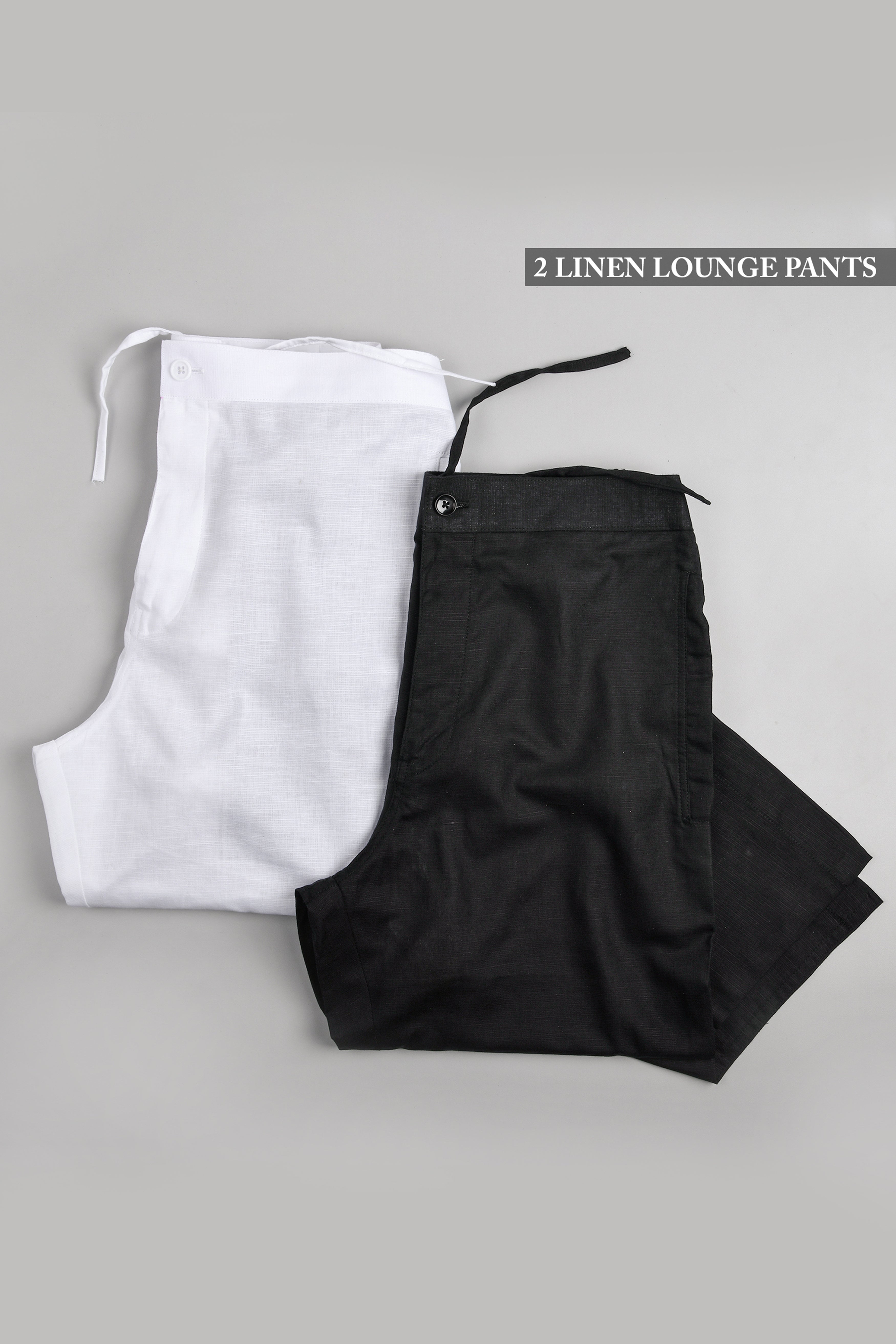 Black and White Luxurious Linen Lounge Pants