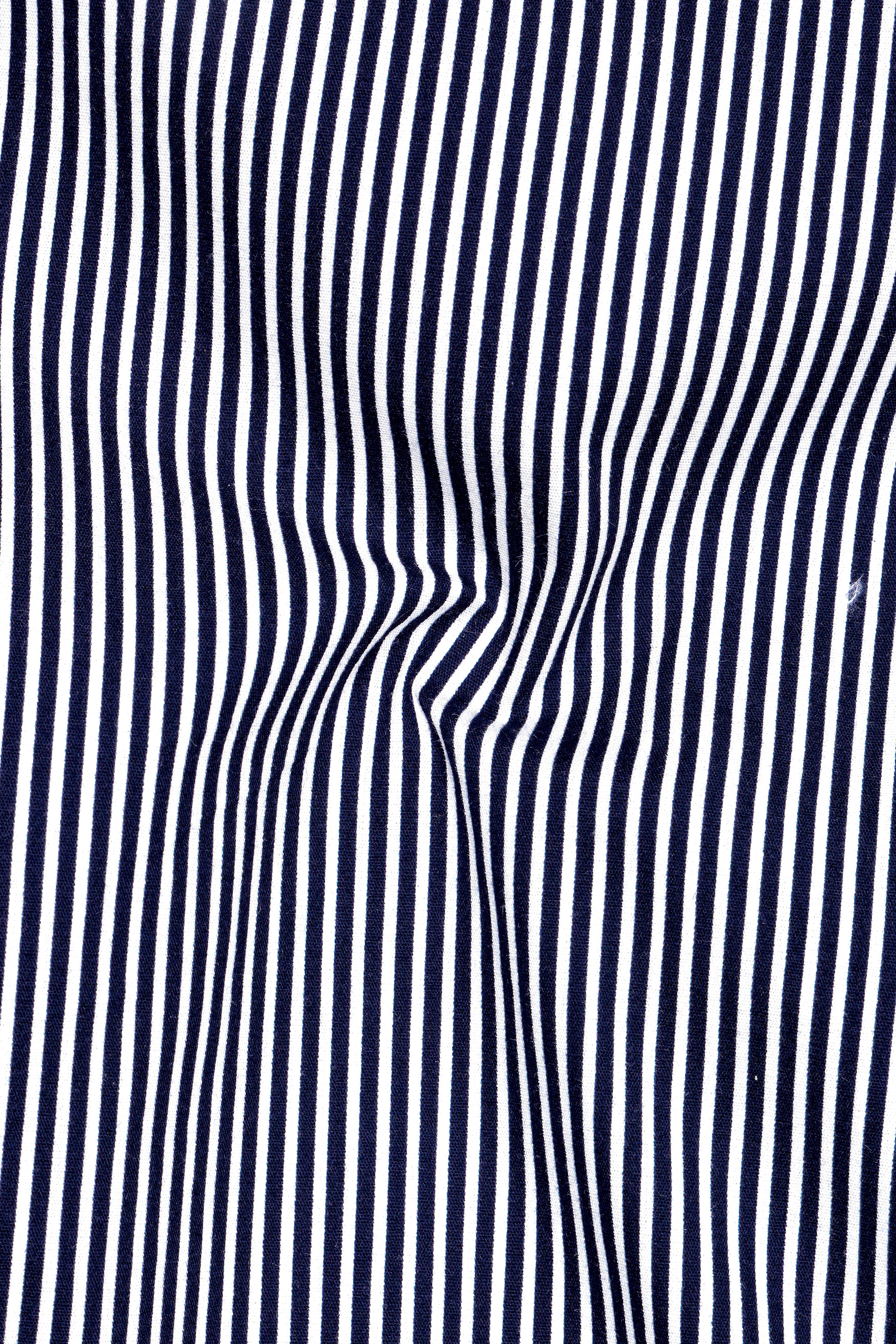 Strivelle-Ebony Blue And Bright White Striped Twill Premium Cotton Lounge Pant