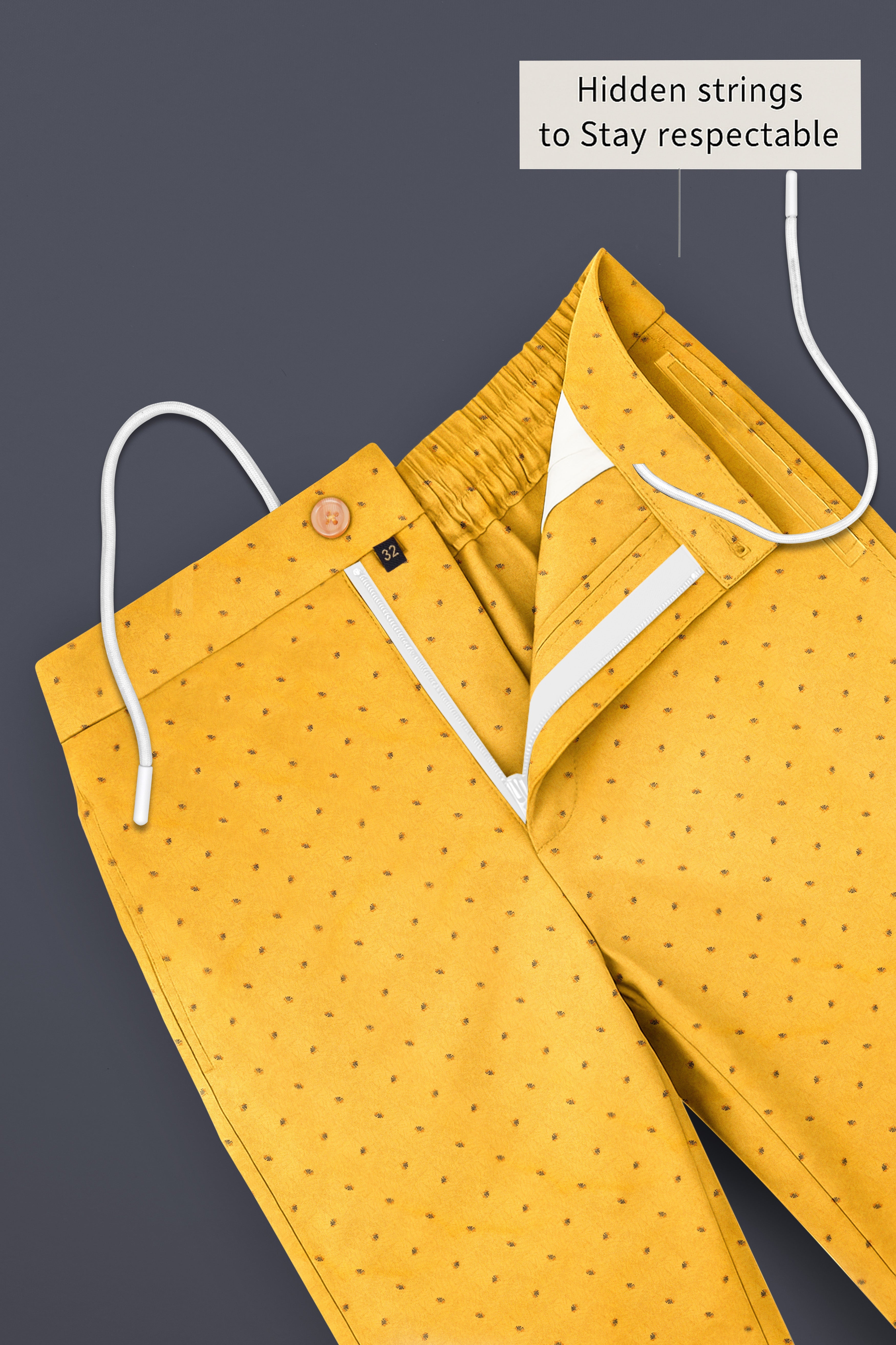 Aurelix-Saffron Yellow Printed Subtle Sheen Super Soft Premium Cotton Lounge Pant