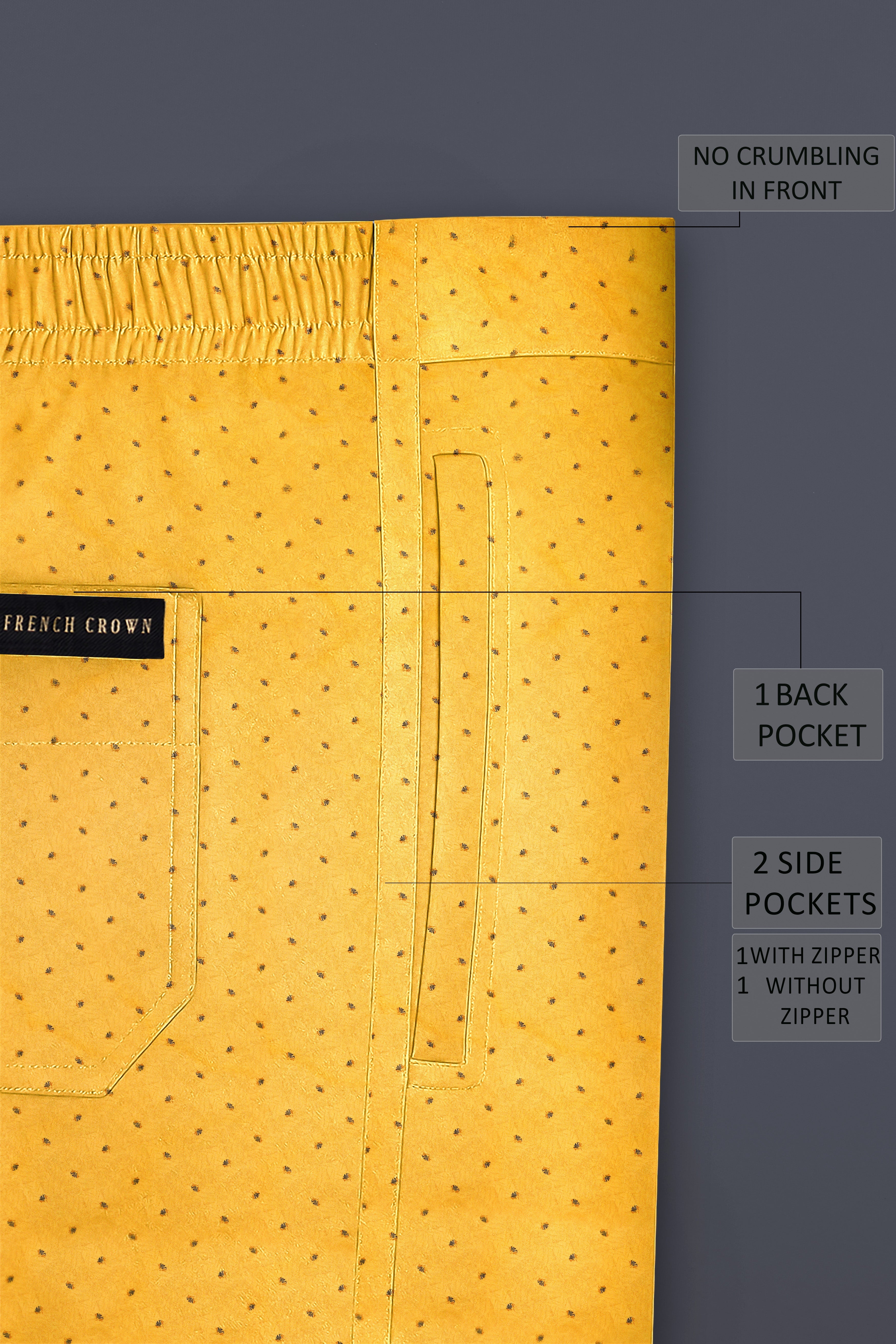 Aurelix-Saffron Yellow Printed Subtle Sheen Super Soft Premium Cotton Lounge Pant