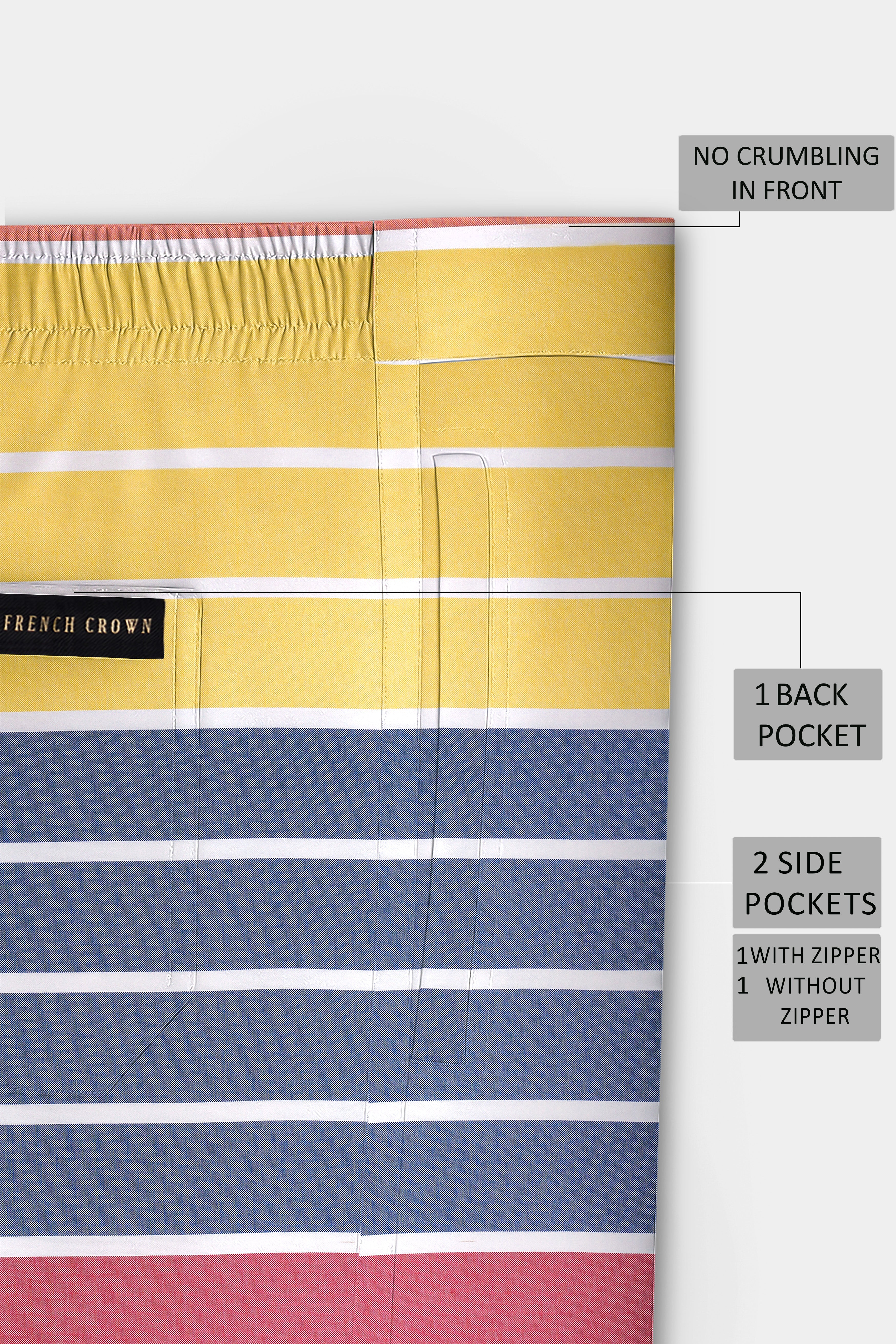 Aurivor-Cranberry Pink And Anzac Yellow Striped Oxford Premium Cotton Lounge Pant