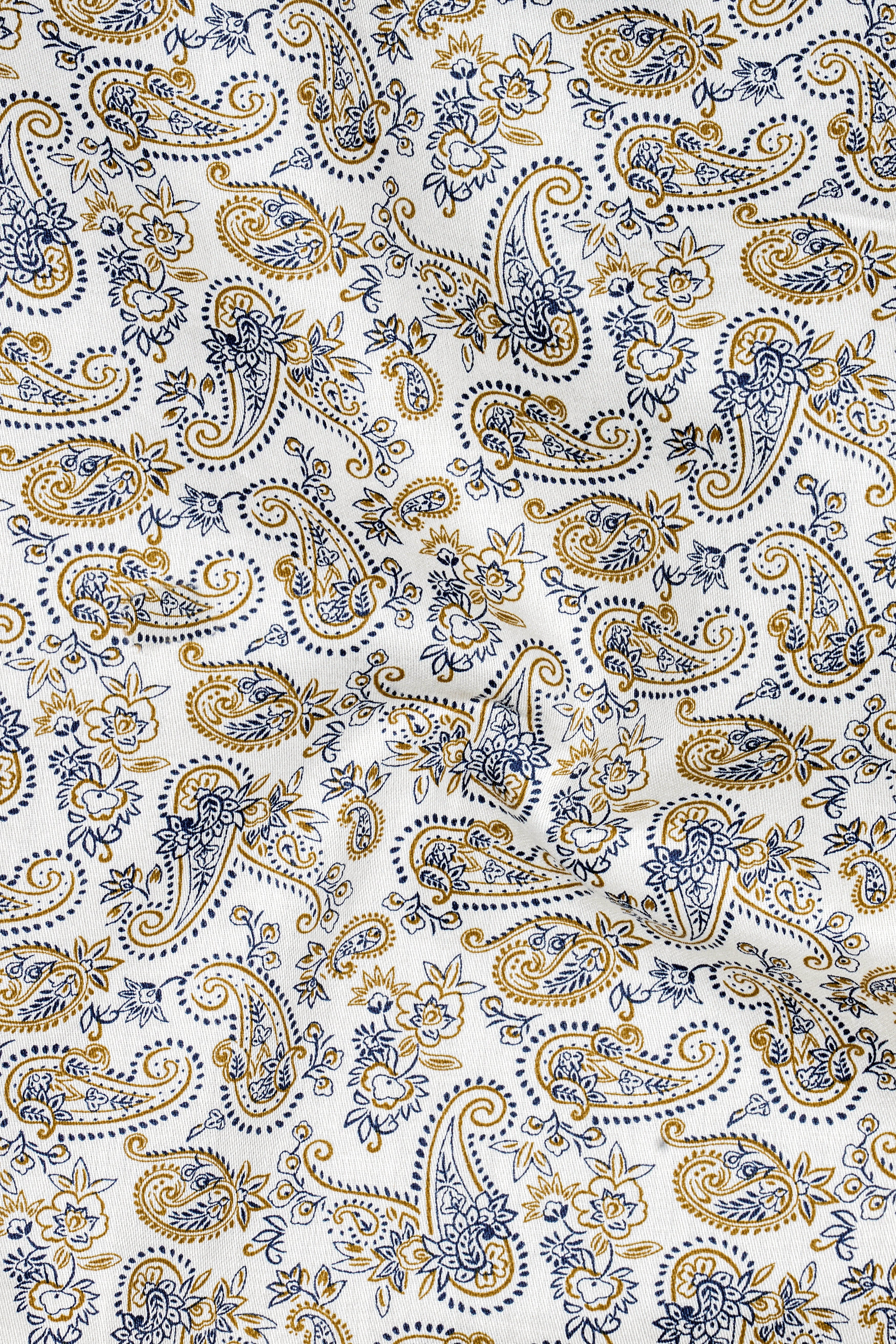 Veloura-Bright White Paisley Printed Subtle Sheen Super Soft Premium Cotton Lounge Pant