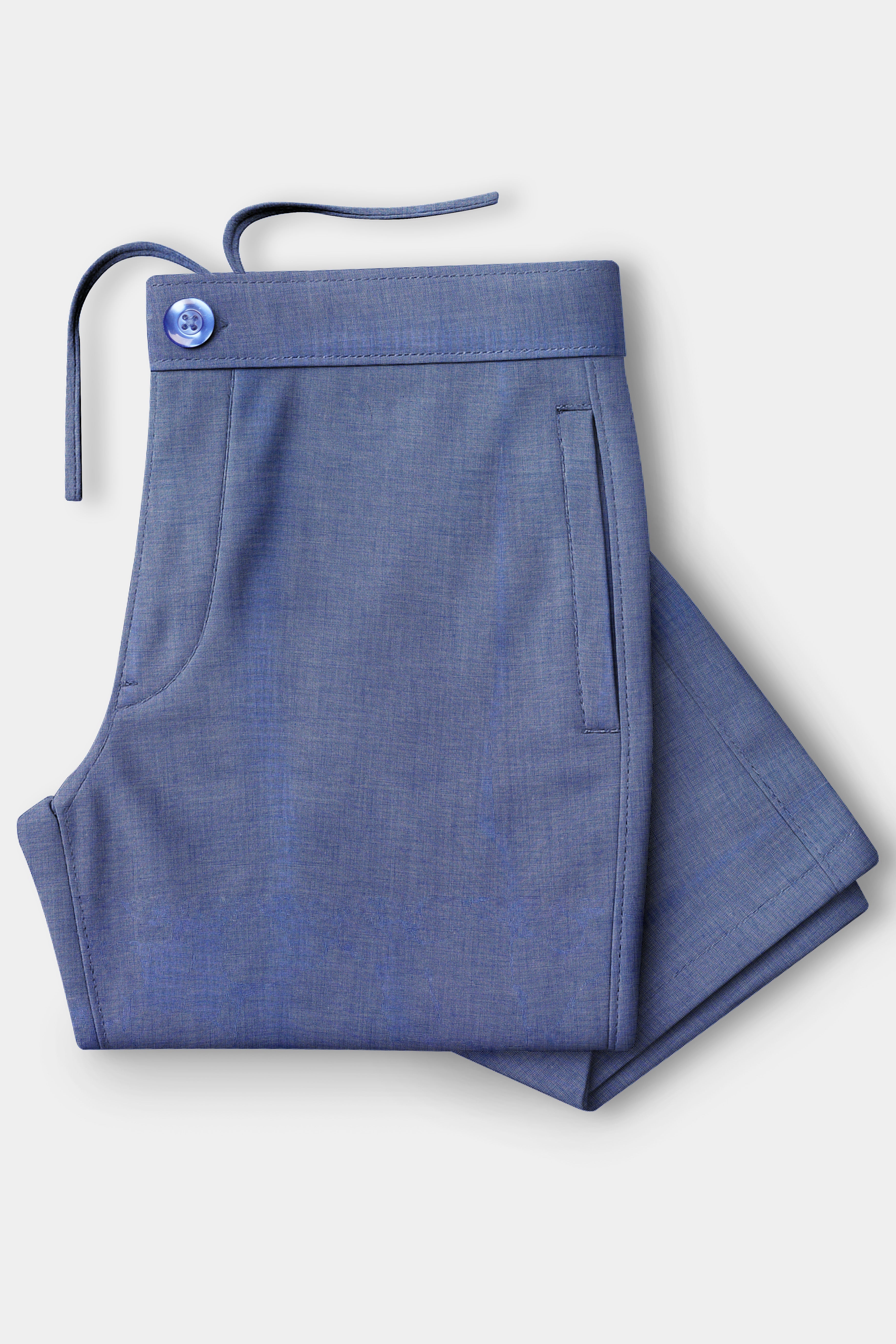 Zenyra-Faded Blue Textured Super Soft Chambray Premium Cotton Lounge Pant
