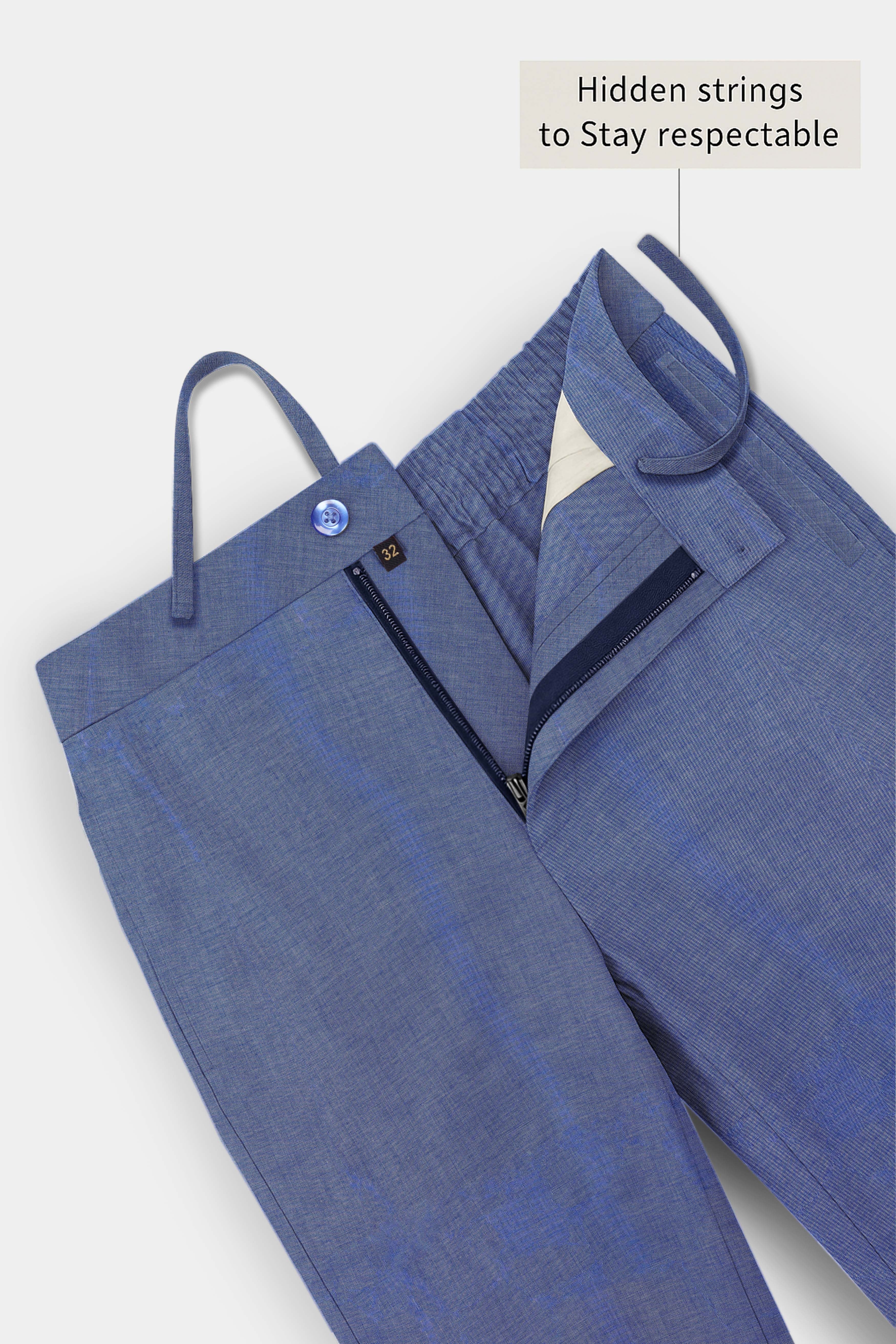 Zenyra-Faded Blue Textured Super Soft Chambray Premium Cotton Lounge Pant