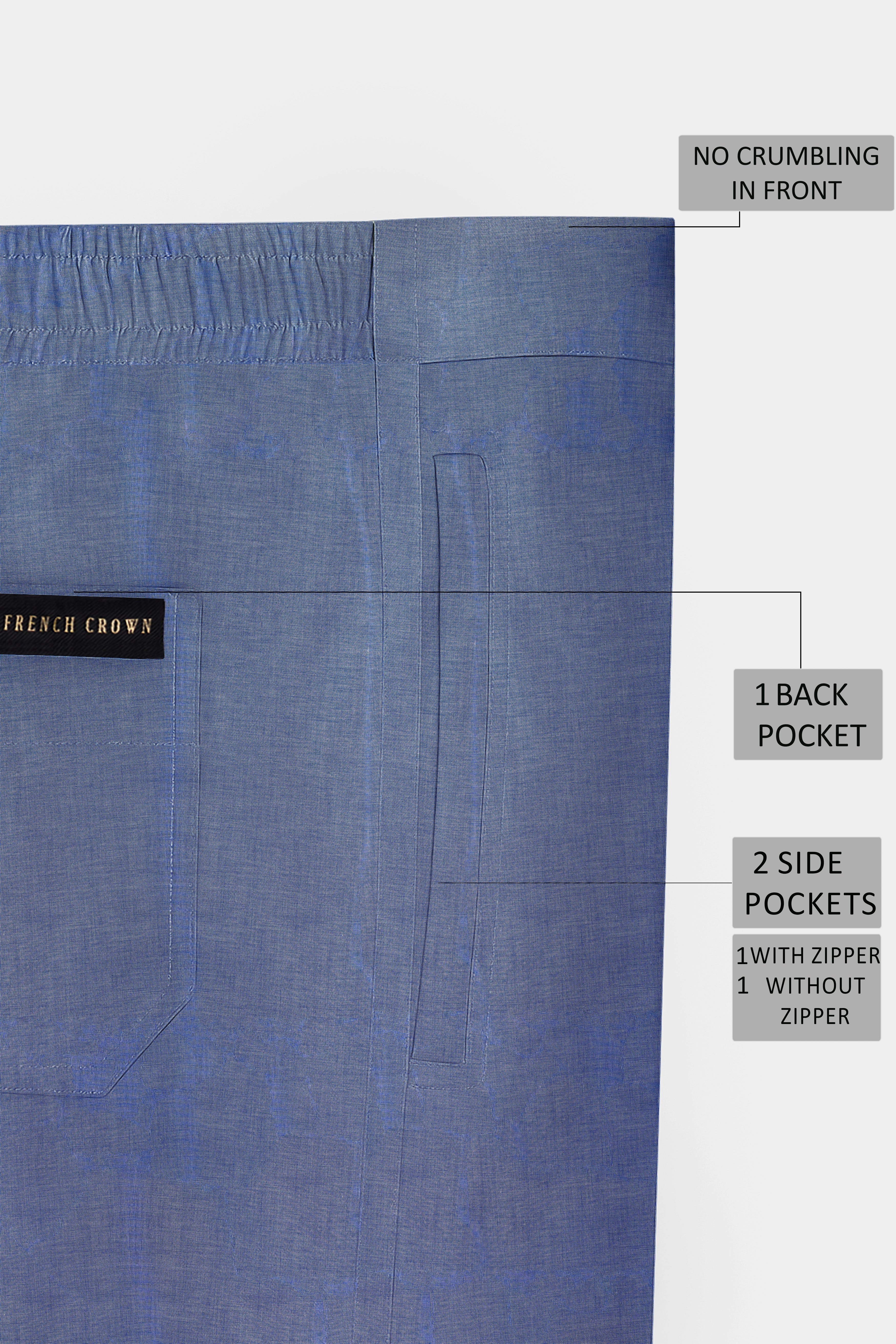 Zenyra-Faded Blue Textured Super Soft Chambray Premium Cotton Lounge Pant
