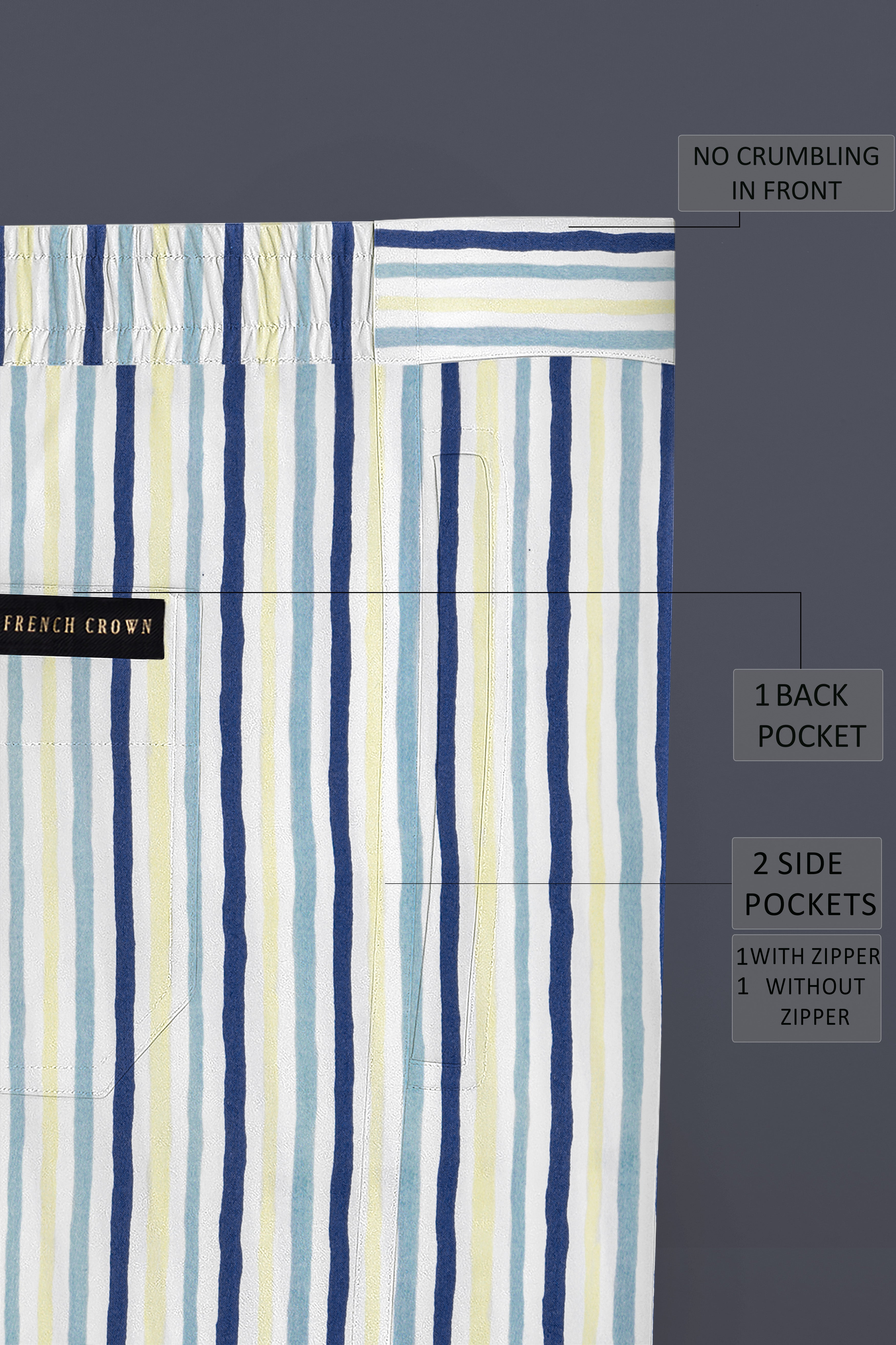 Whisora-Bright White And Astronaut Blue Striped Subtle Sheen Super Soft Premium Cotton Lounge Pant