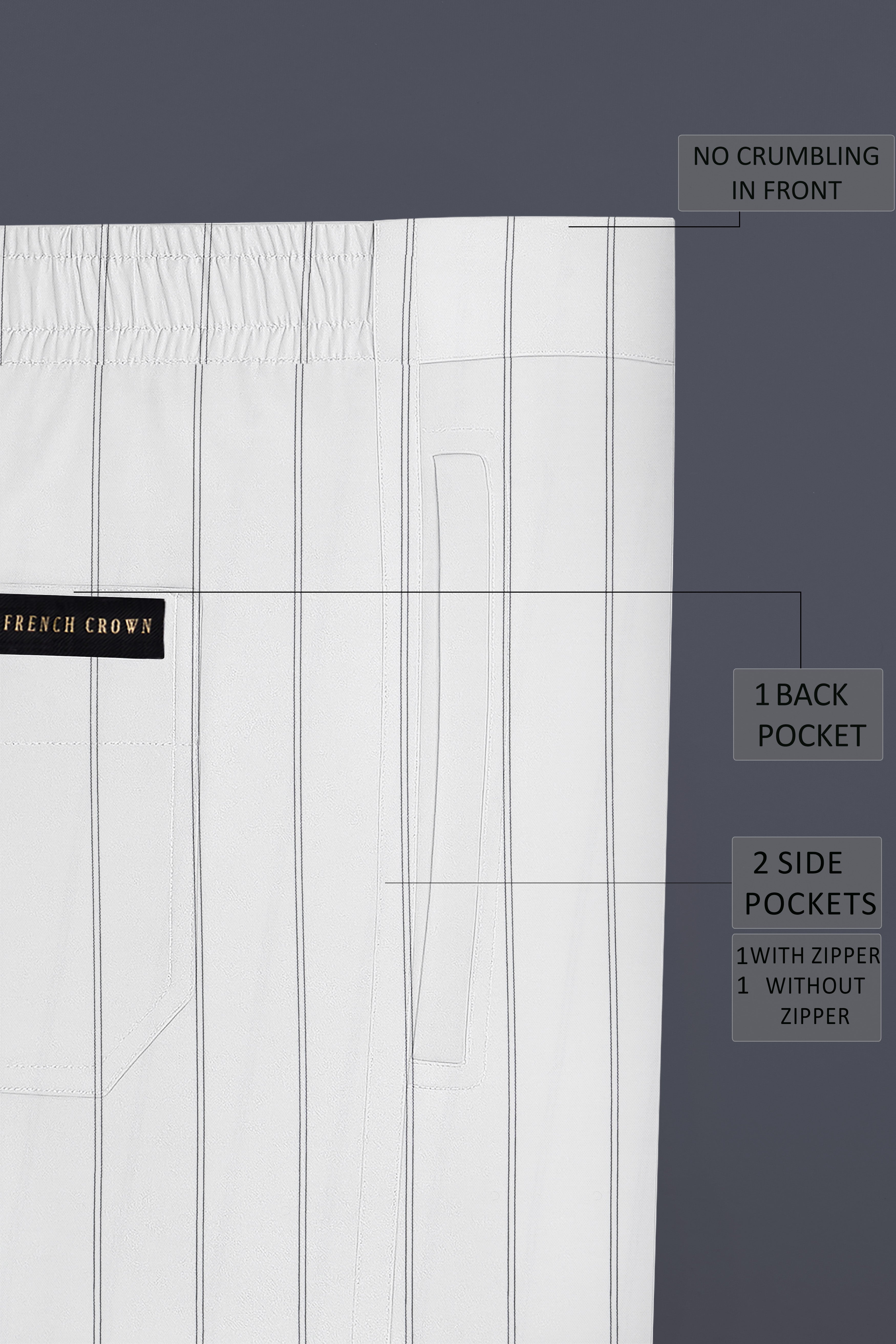Striona-Bright White Striped Oxford Premium Cotton Lounge Pant