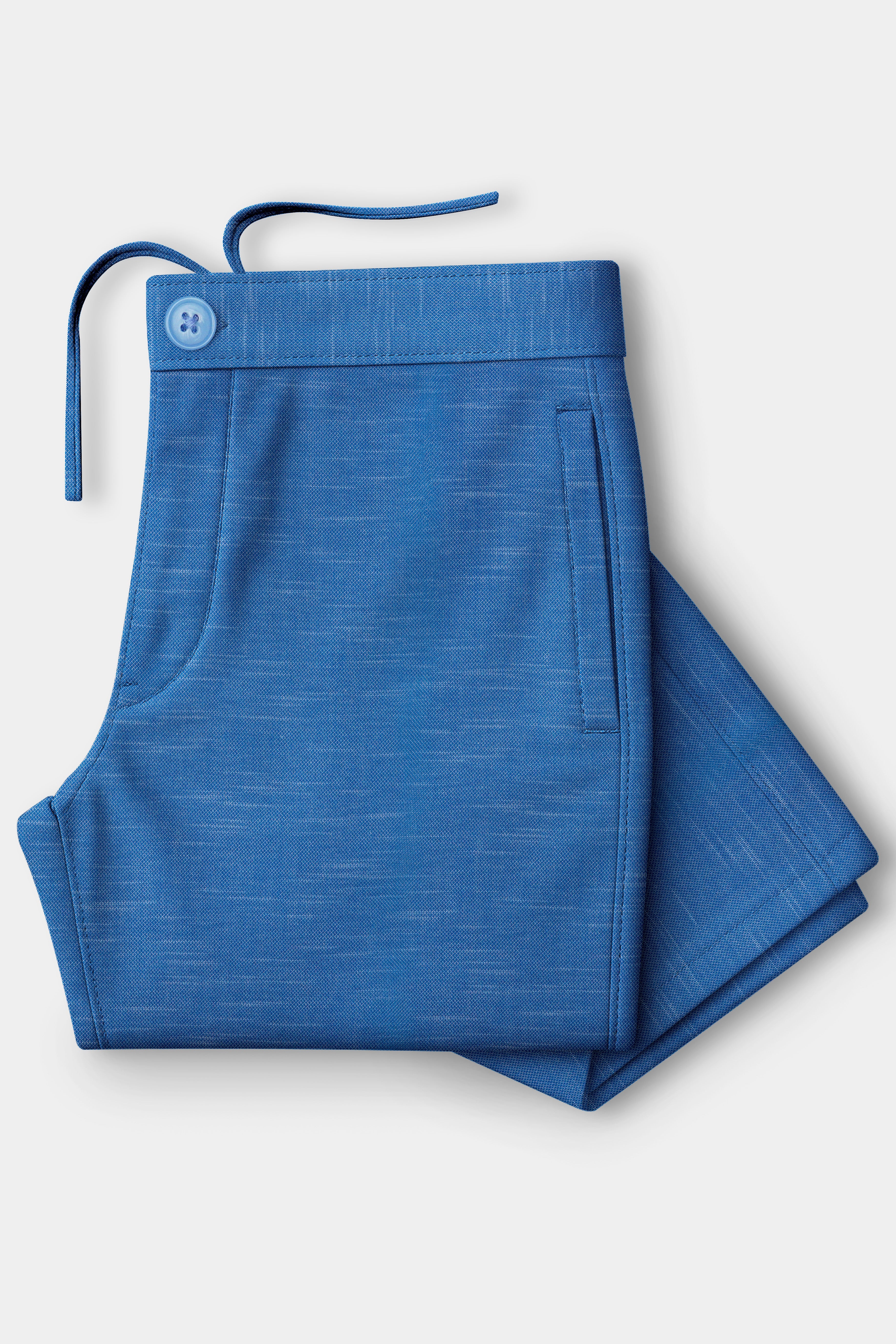 Opulen-Horizon Blue Dobby Textured Premium Cotton Lounge Pant