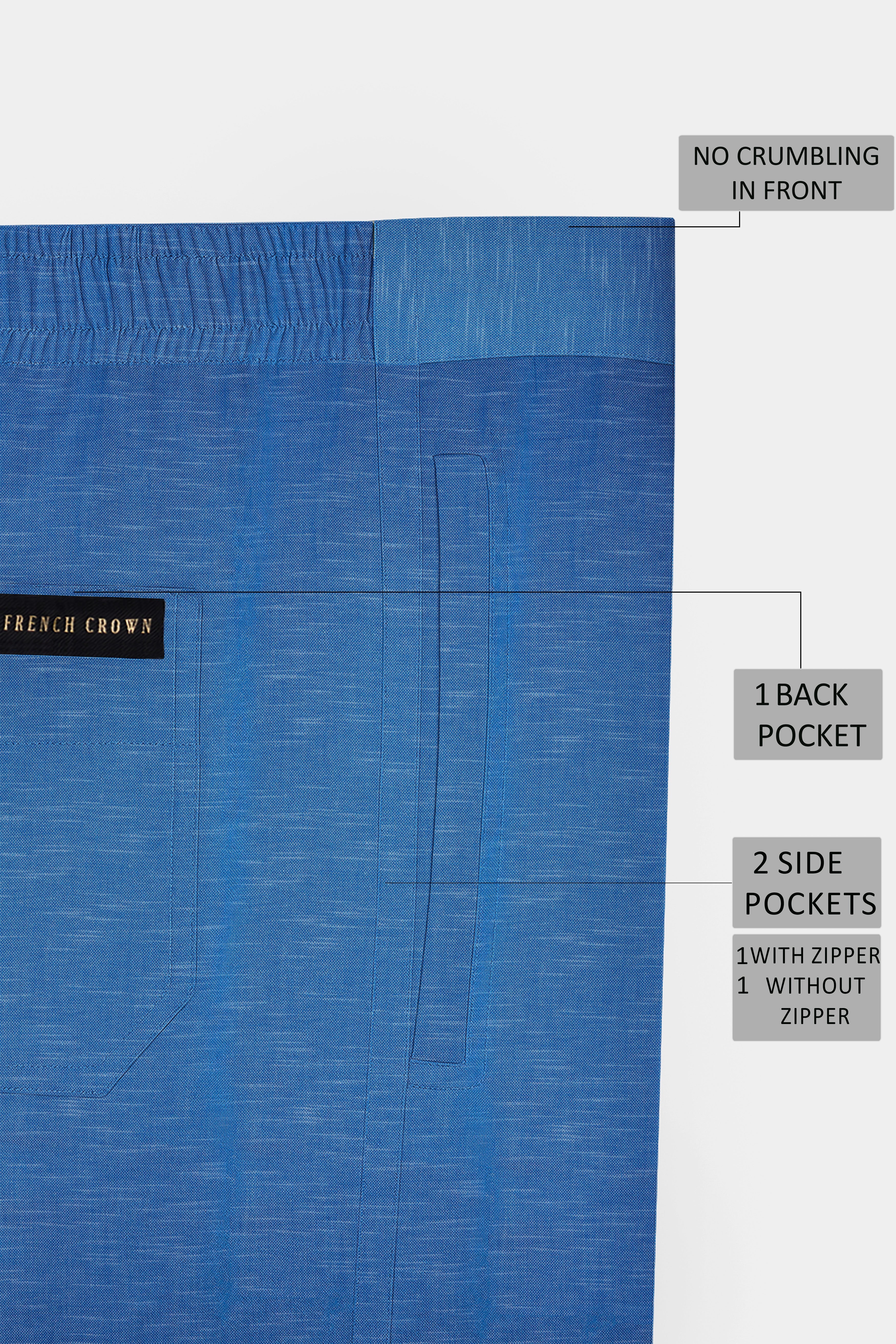 Opulen-Horizon Blue Dobby Textured Premium Cotton Lounge Pant