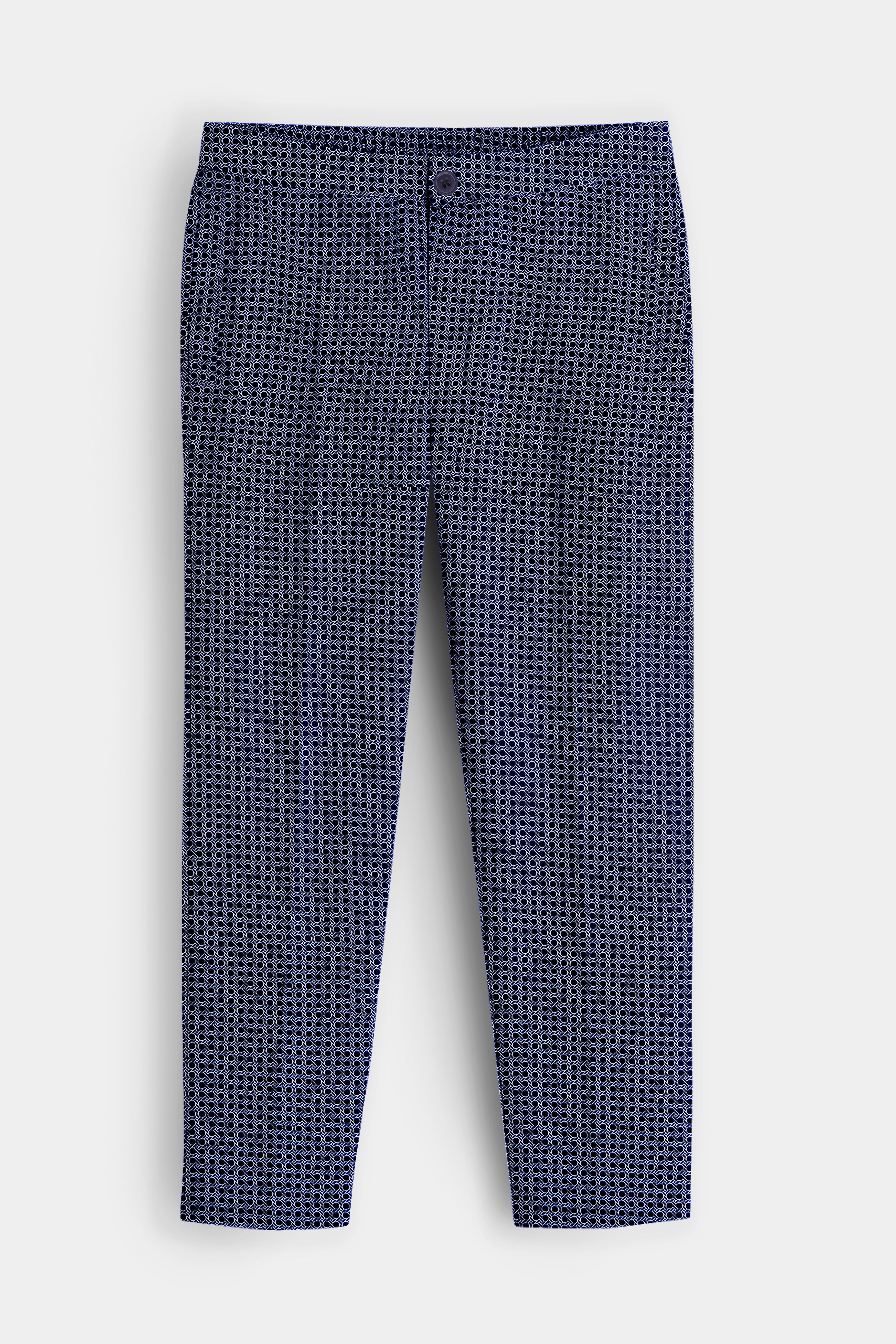 Cirvara-Ebony Blue Geometric Dot Printed Poplin Giza Cotton Lounge Pant