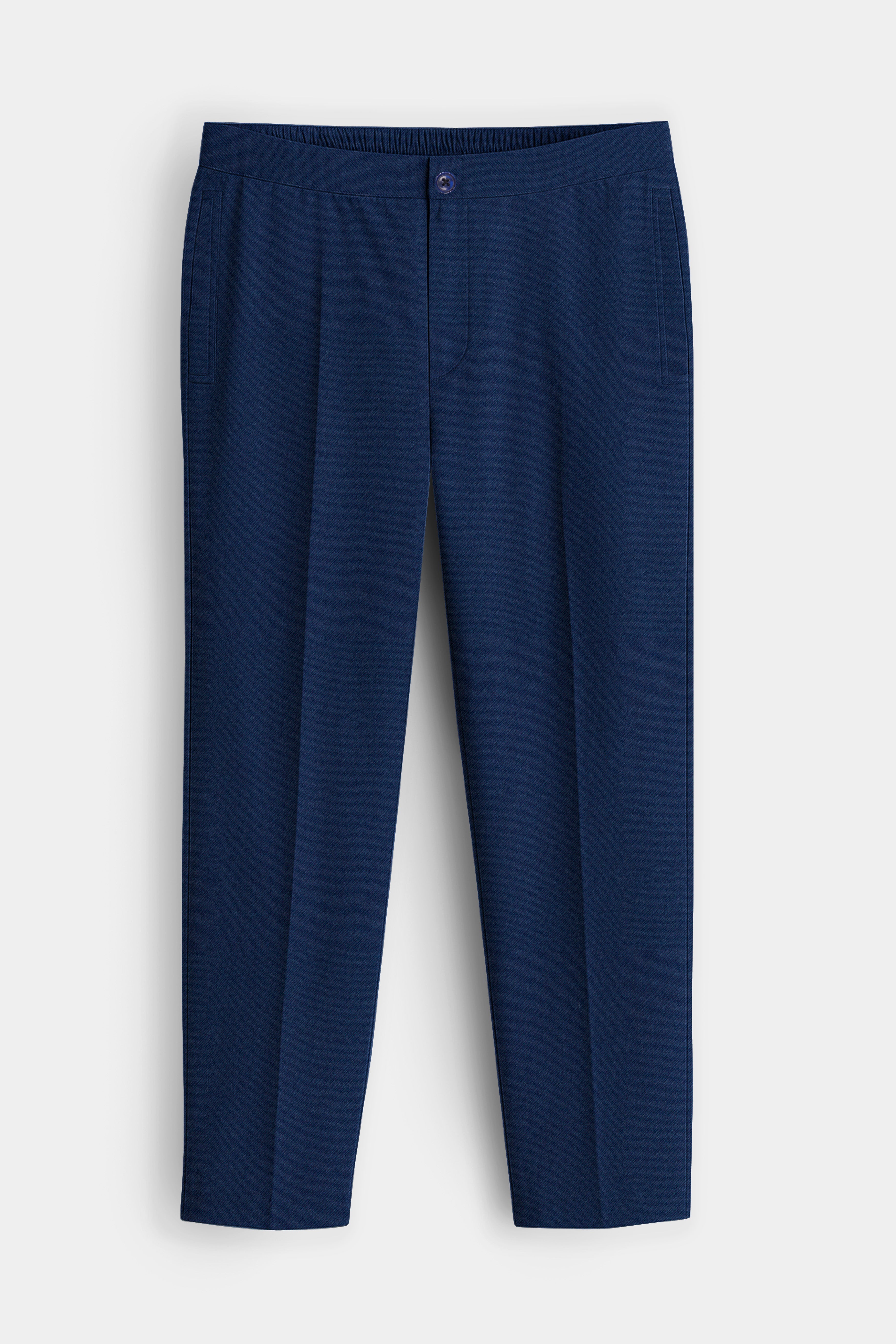 Aubivra-Prussian Blue Dobby Textured Premium Cotton Lounge Pant