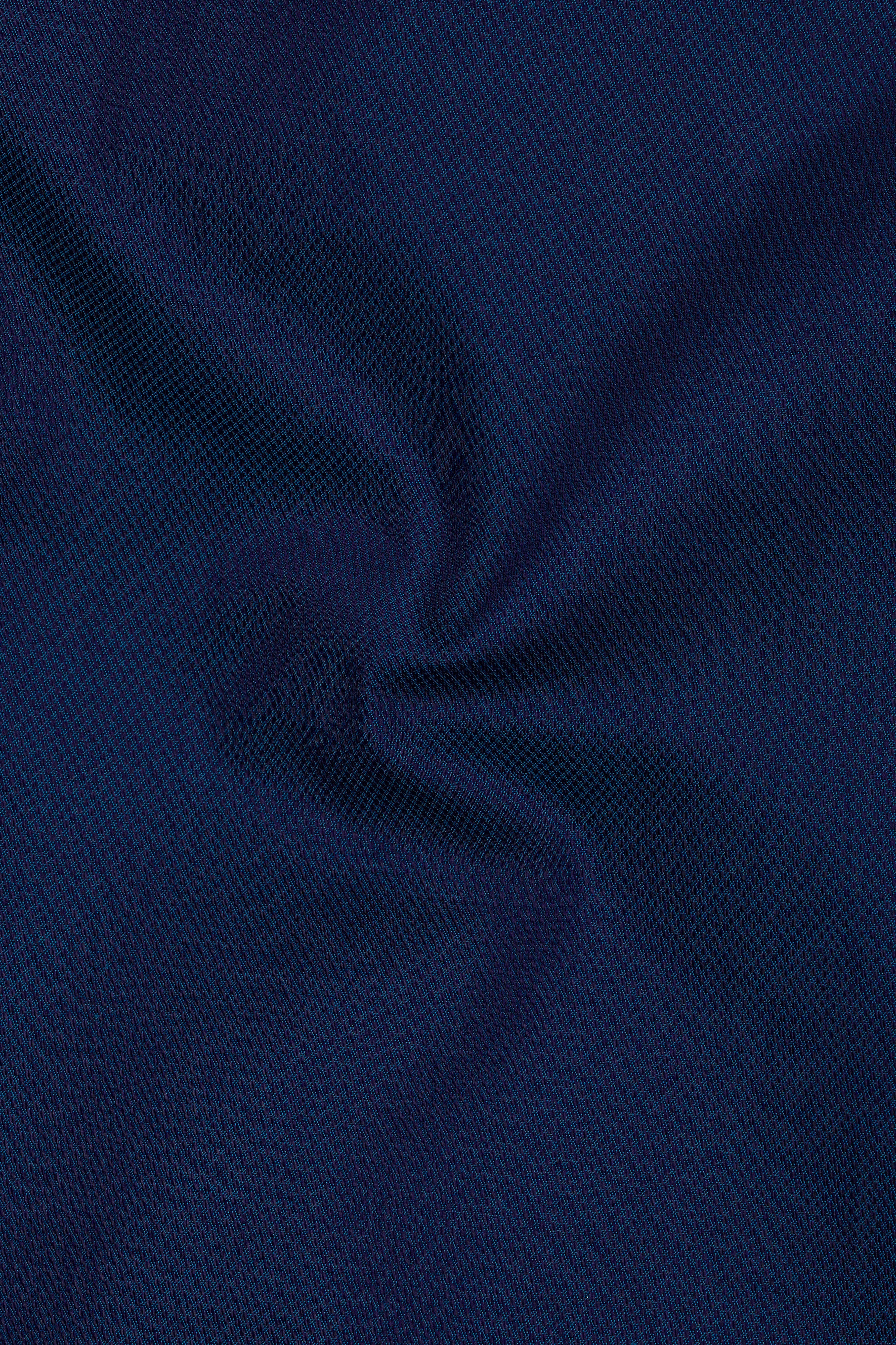 Aubivra-Prussian Blue Dobby Textured Premium Cotton Lounge Pant