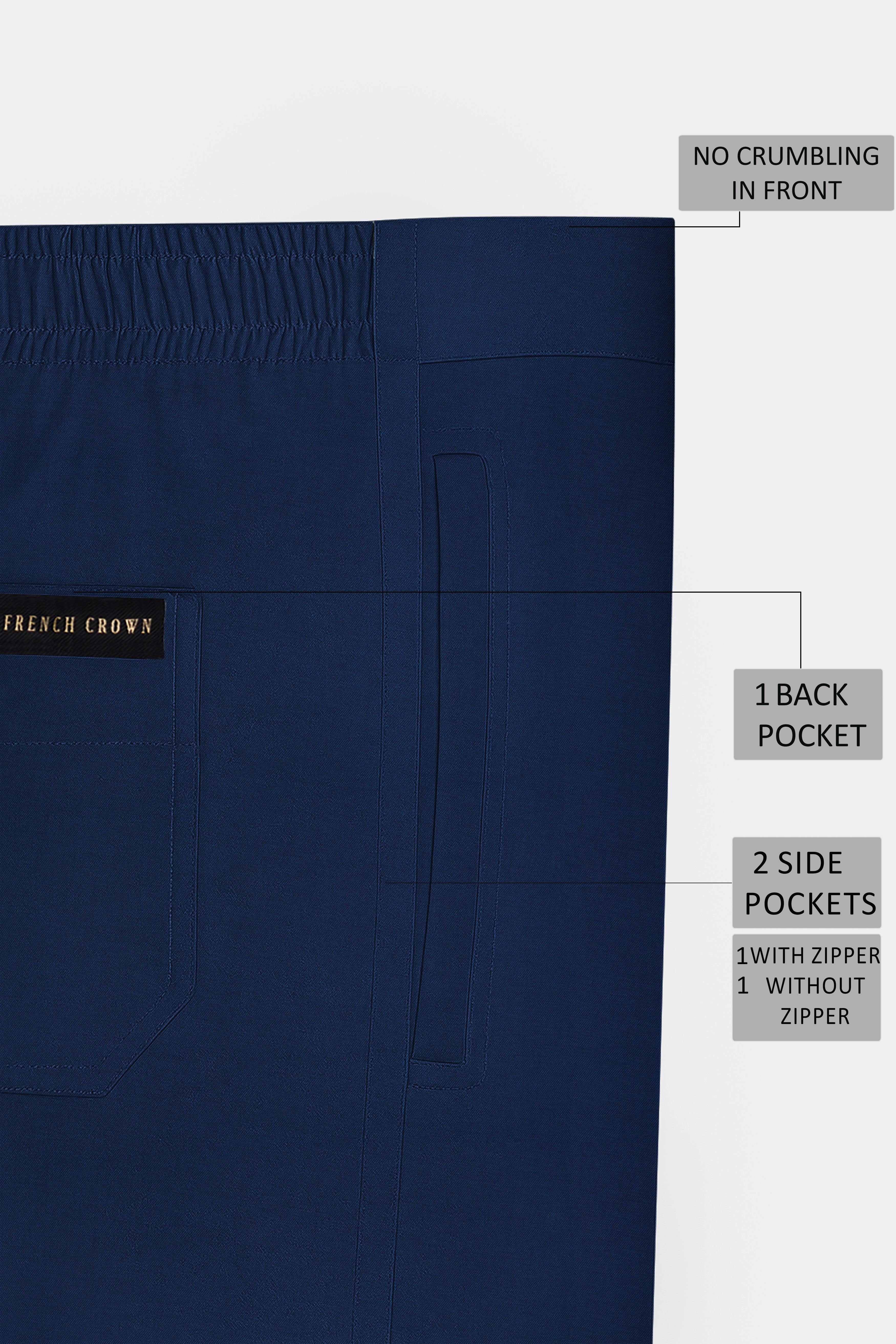 Aubivra-Prussian Blue Dobby Textured Premium Cotton Lounge Pant