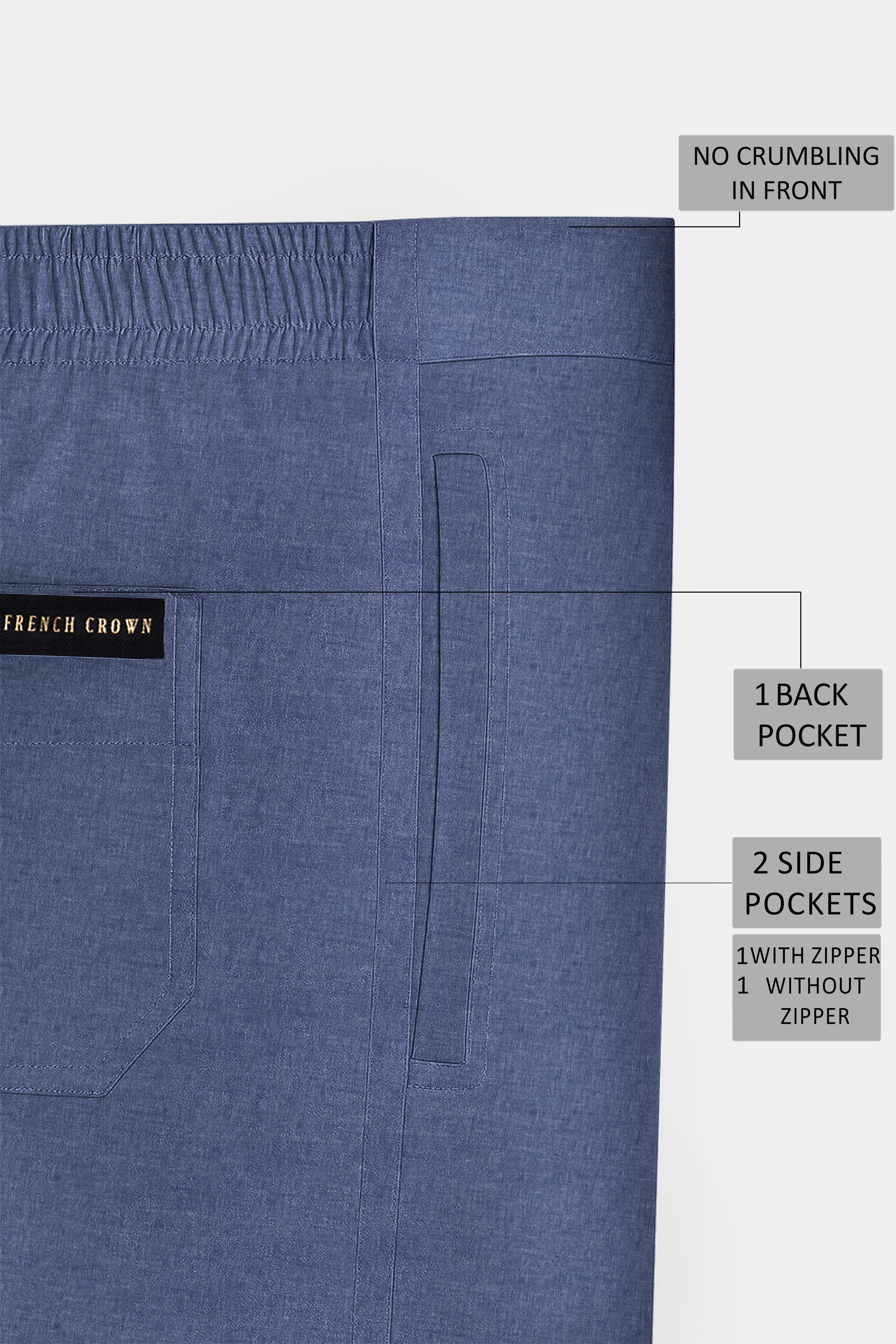 Denivell-Tuna Blue Super Soft Chambray Premium Cotton Lounge Pant