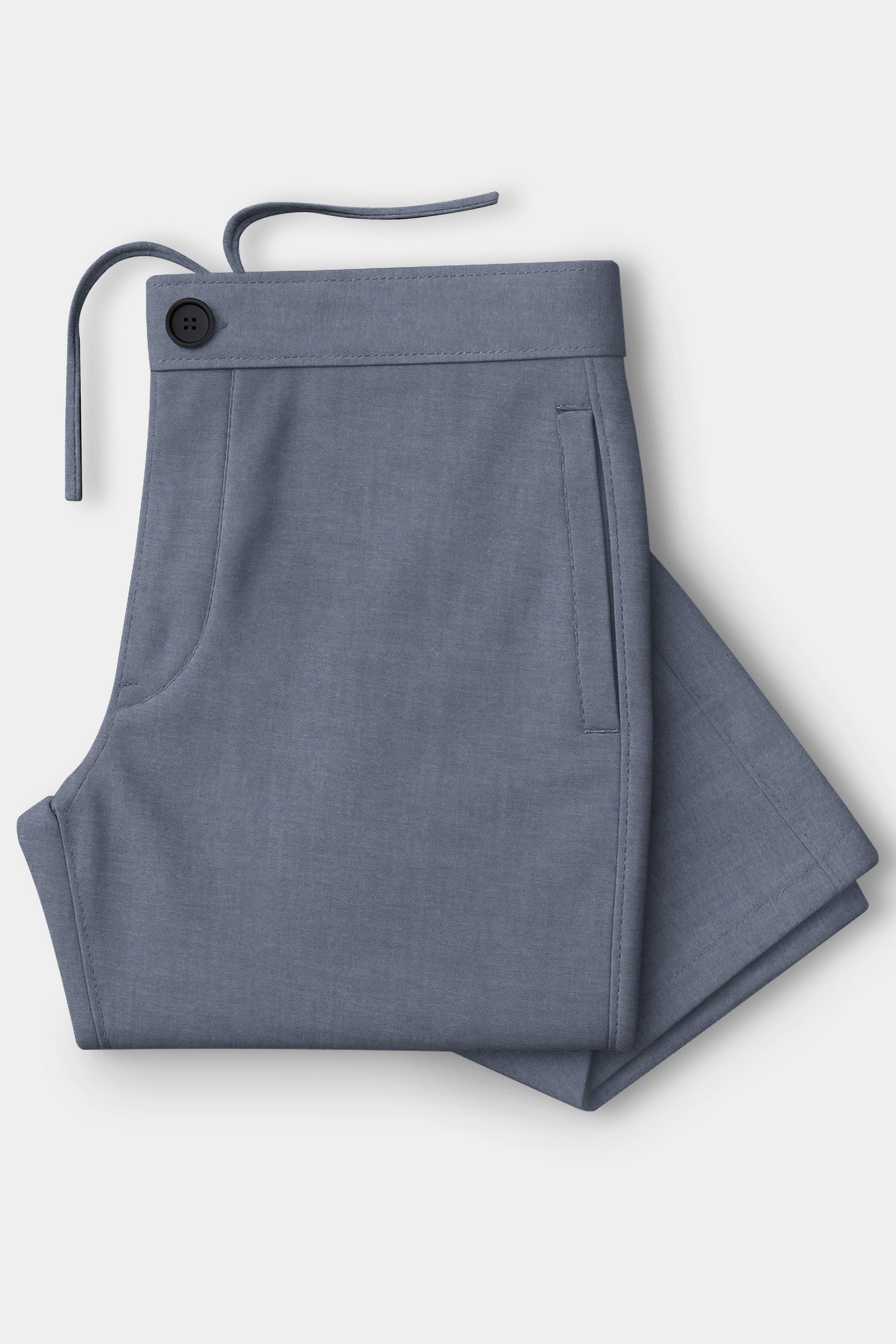 Truvisse-Trout Gray Textured Oxford Super Soft Premium Cotton Lounge Pant