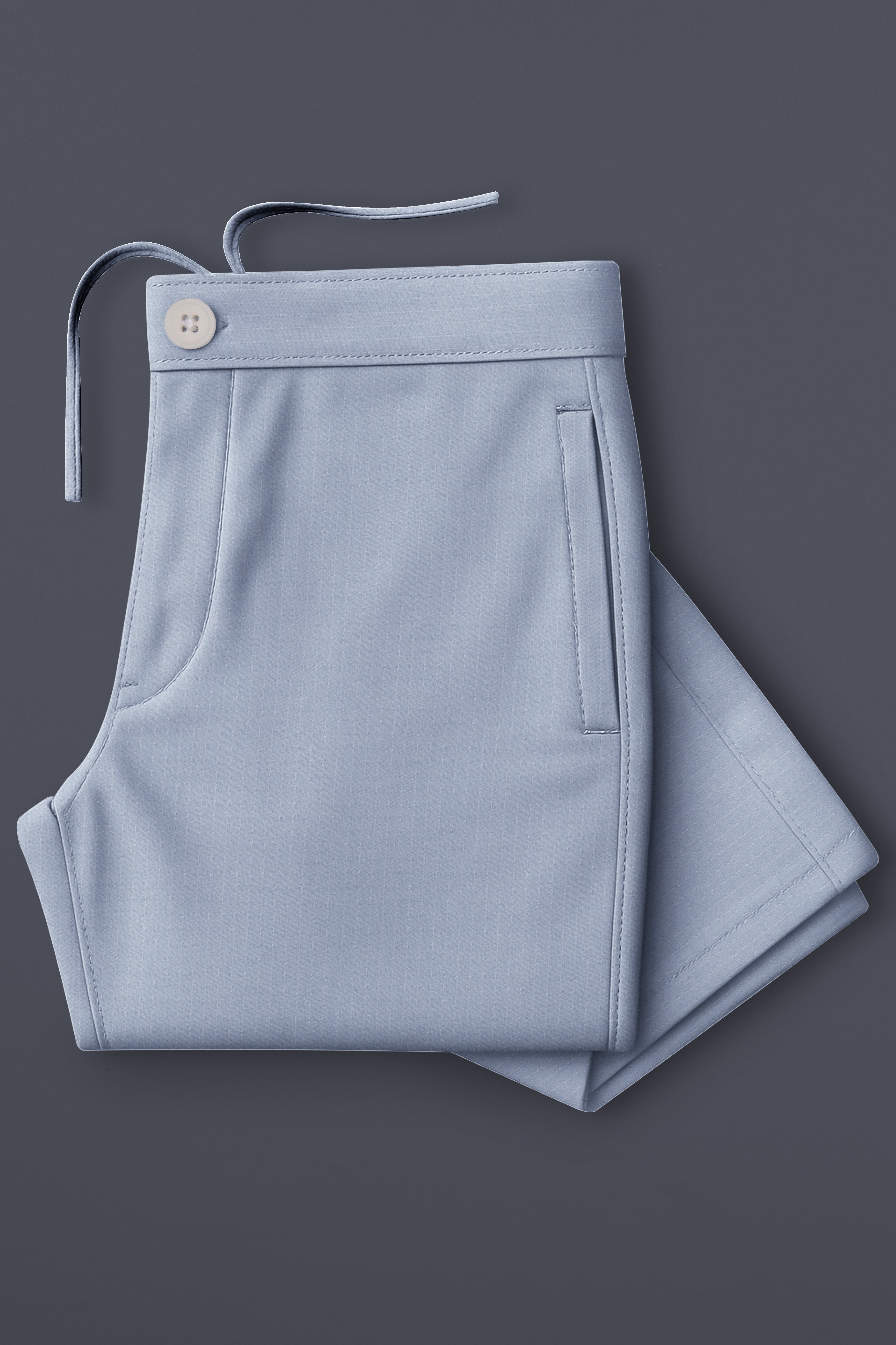 Strivora-Spun Pearl Blue Striped Dobby Textured Premium Cotton Lounge Pant