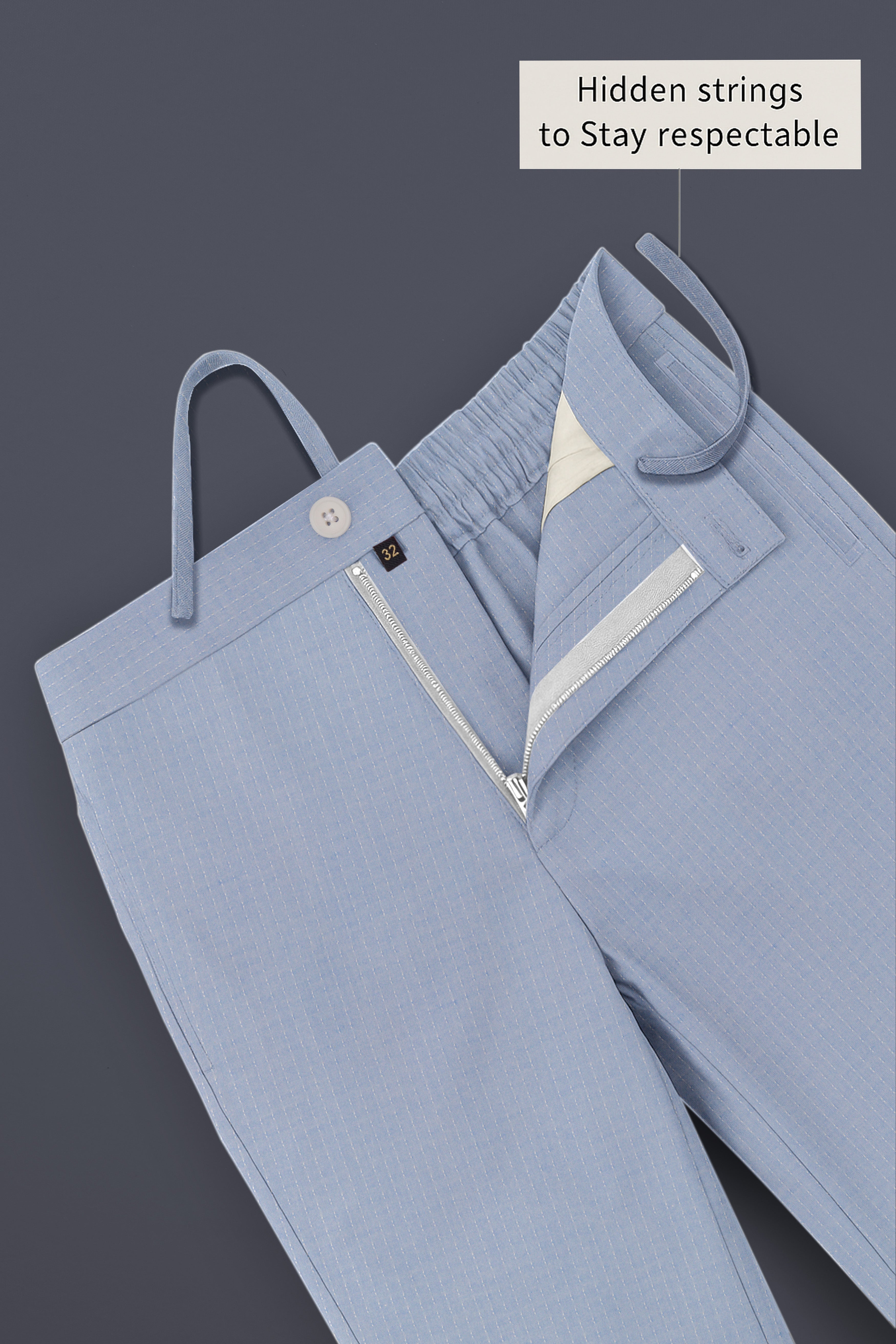 Strivora-Spun Pearl Blue Striped Dobby Textured Premium Cotton Lounge Pant