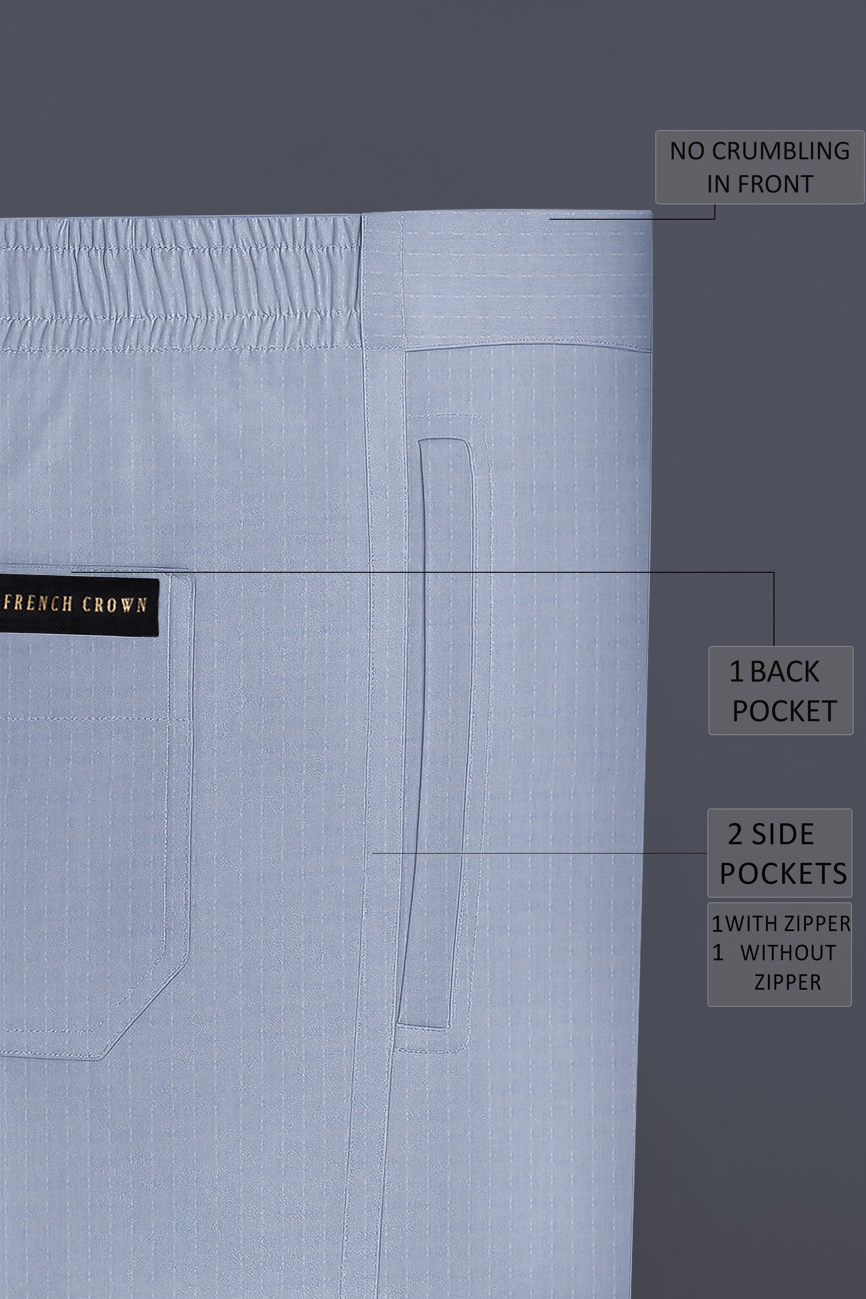 Strivora-Spun Pearl Blue Striped Dobby Textured Premium Cotton Lounge Pant