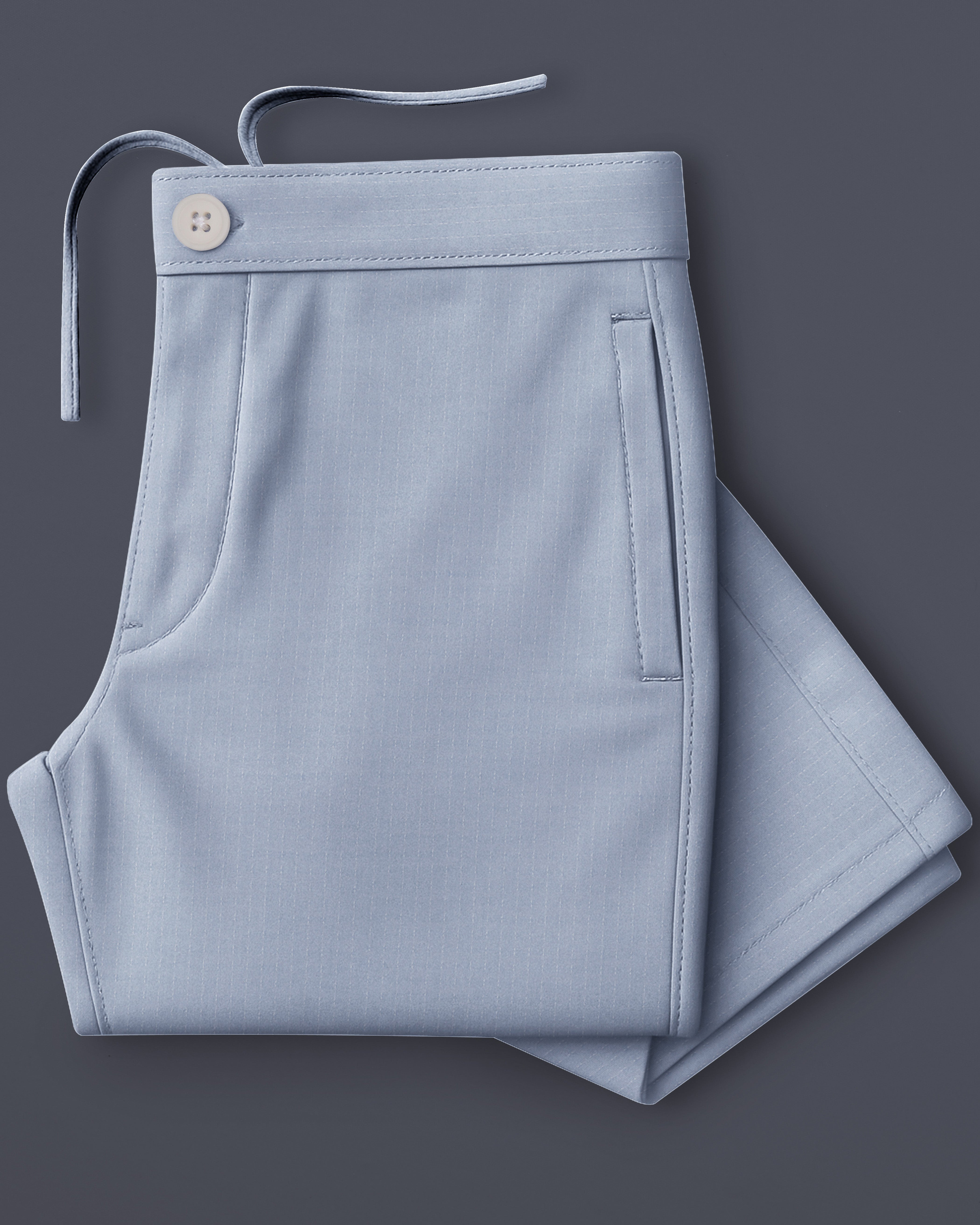 Strivora-Spun Pearl Blue Striped Dobby Textured Premium Cotton Lounge Pant