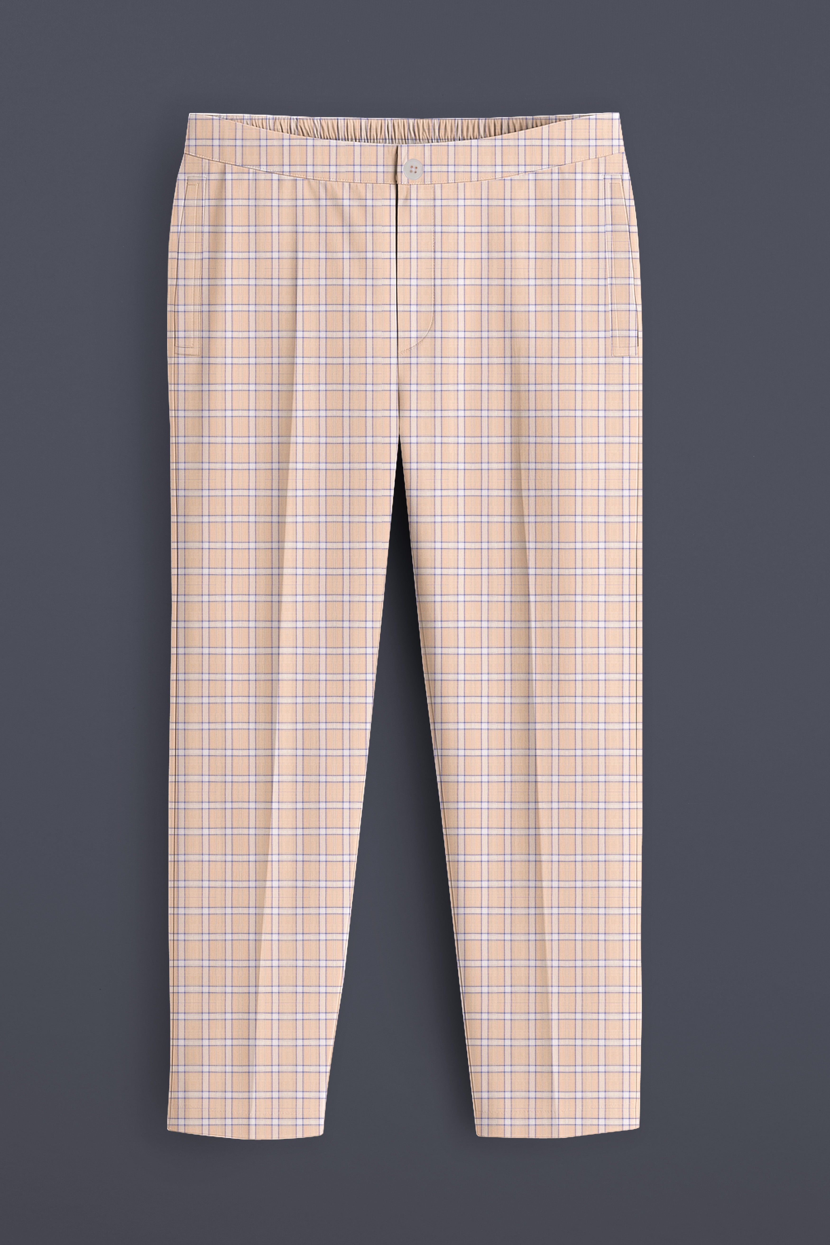 Plaivora-Pavlova Peach Plaid Luxurious Linen Lounge Pant