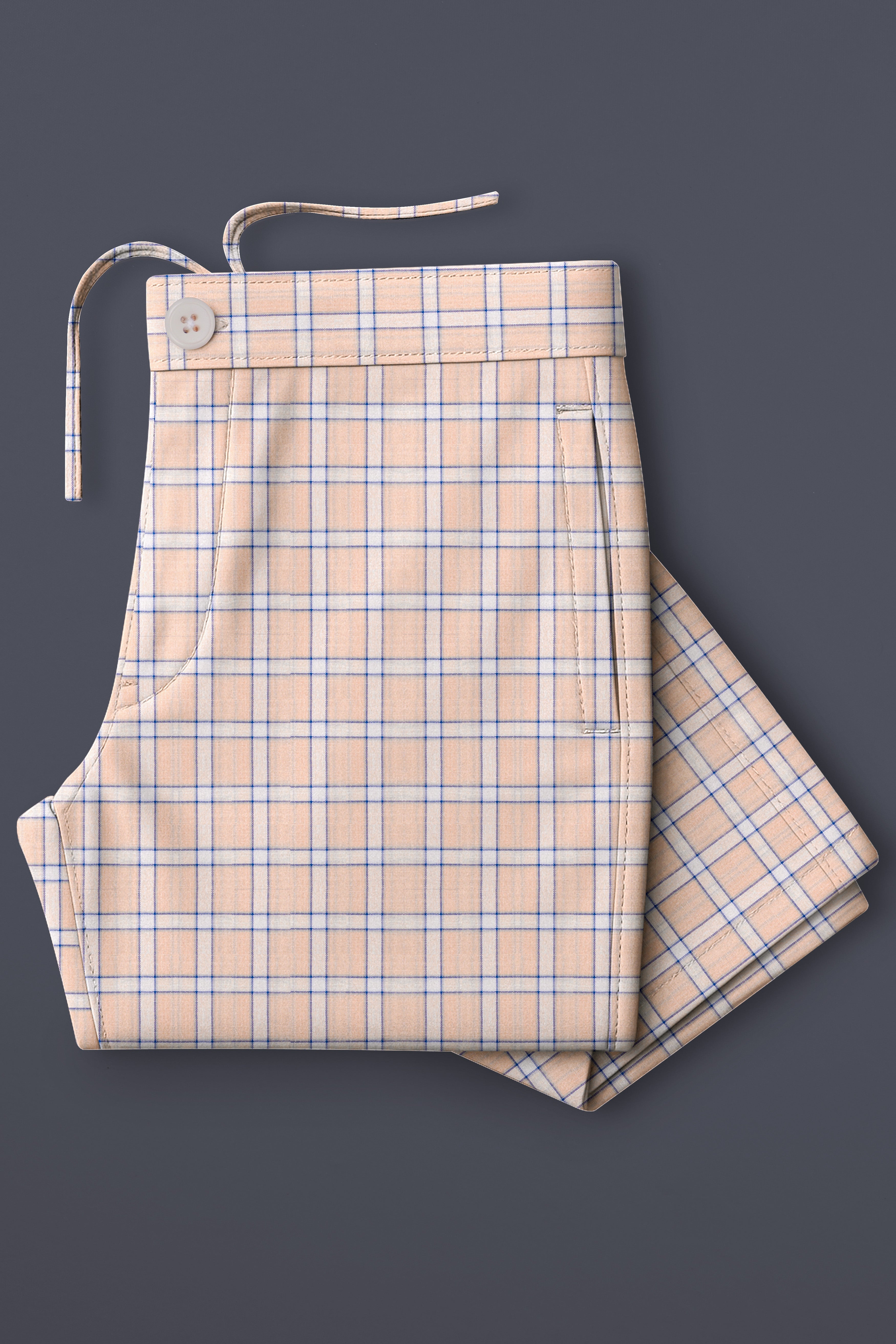 Plaivora-Pavlova Peach Plaid Luxurious Linen Lounge Pant