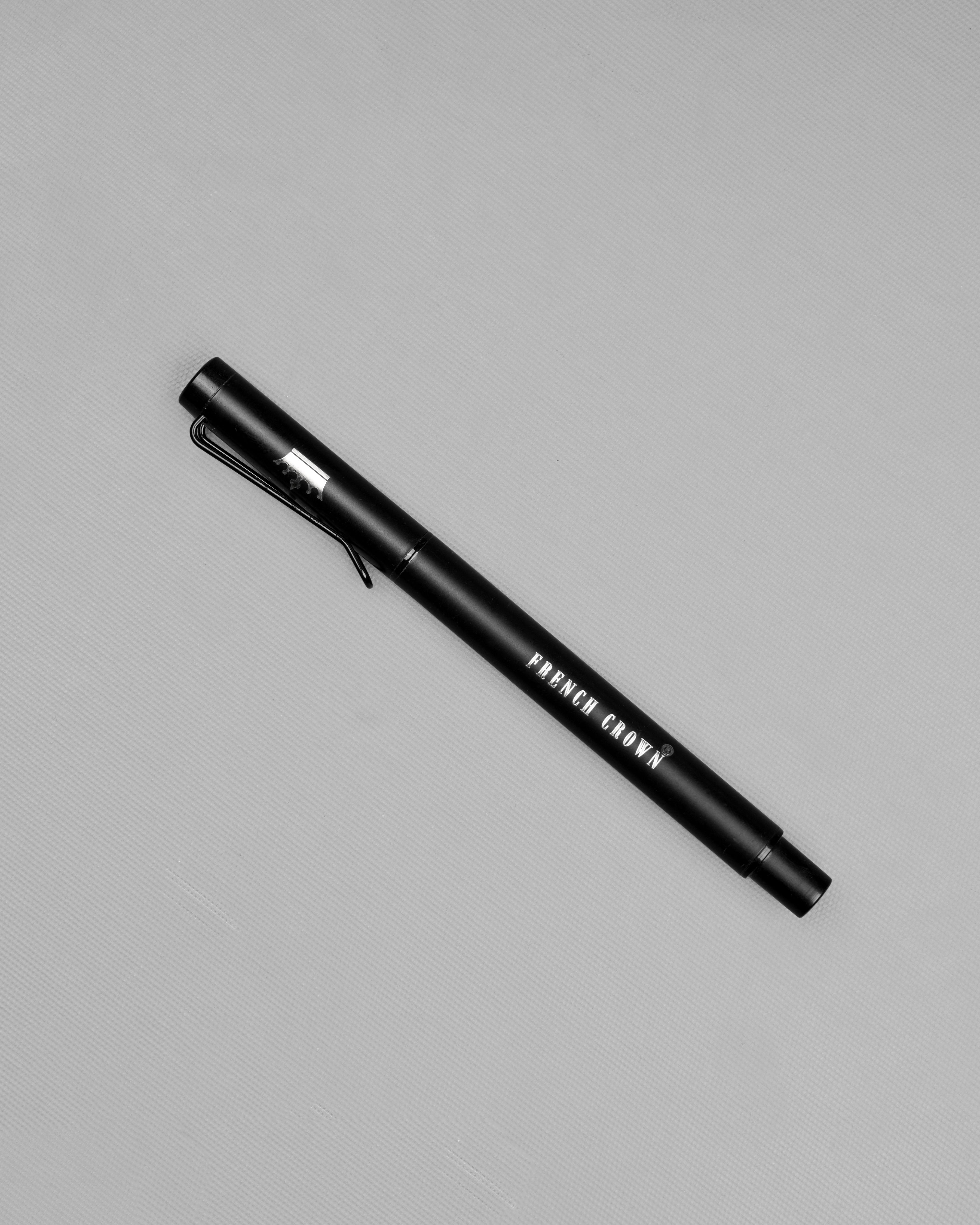 Glossy Jade Black with Gray Detailed Roller Pen P028