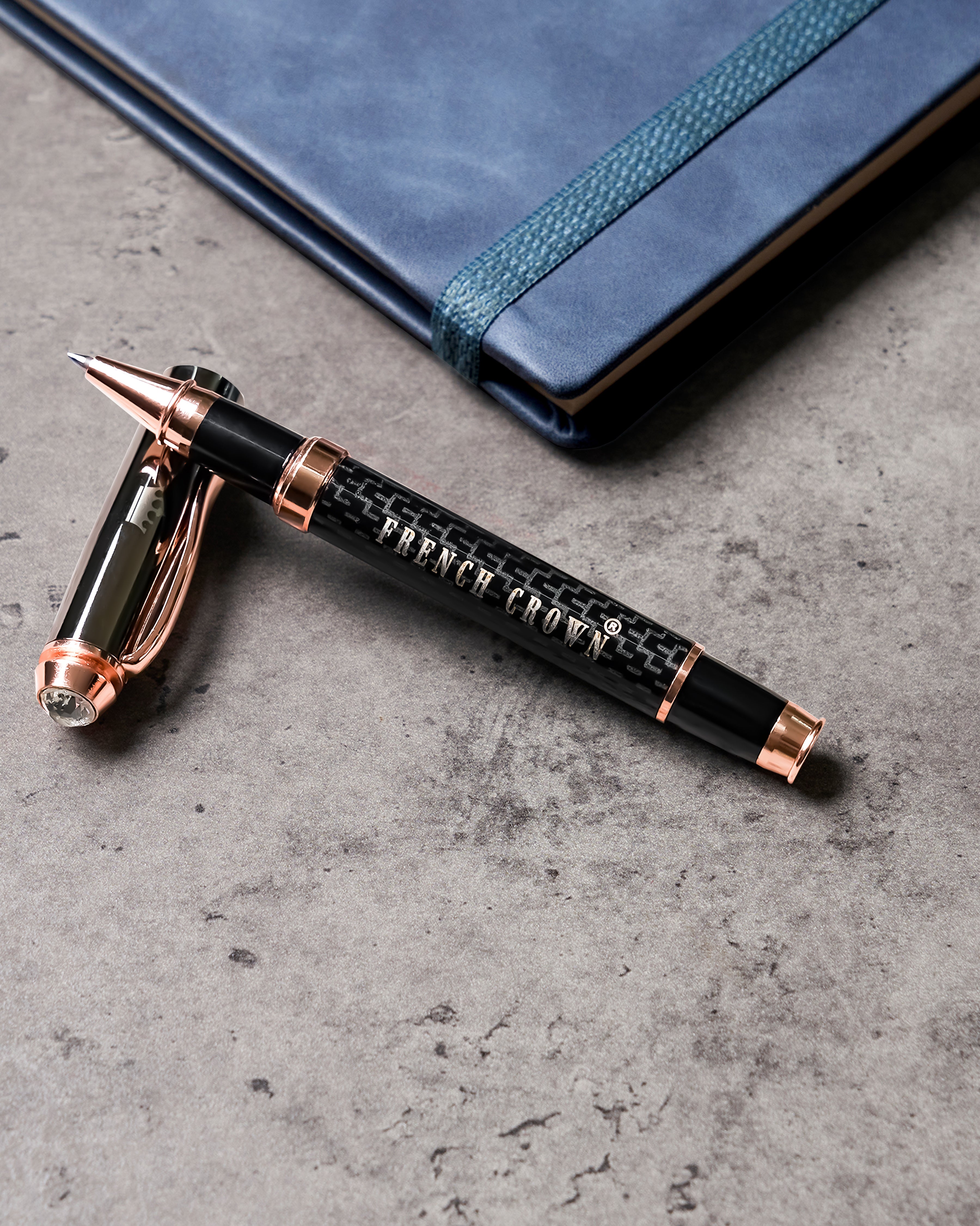 Jade Black with glossy Brown Cap Roller Pen P037