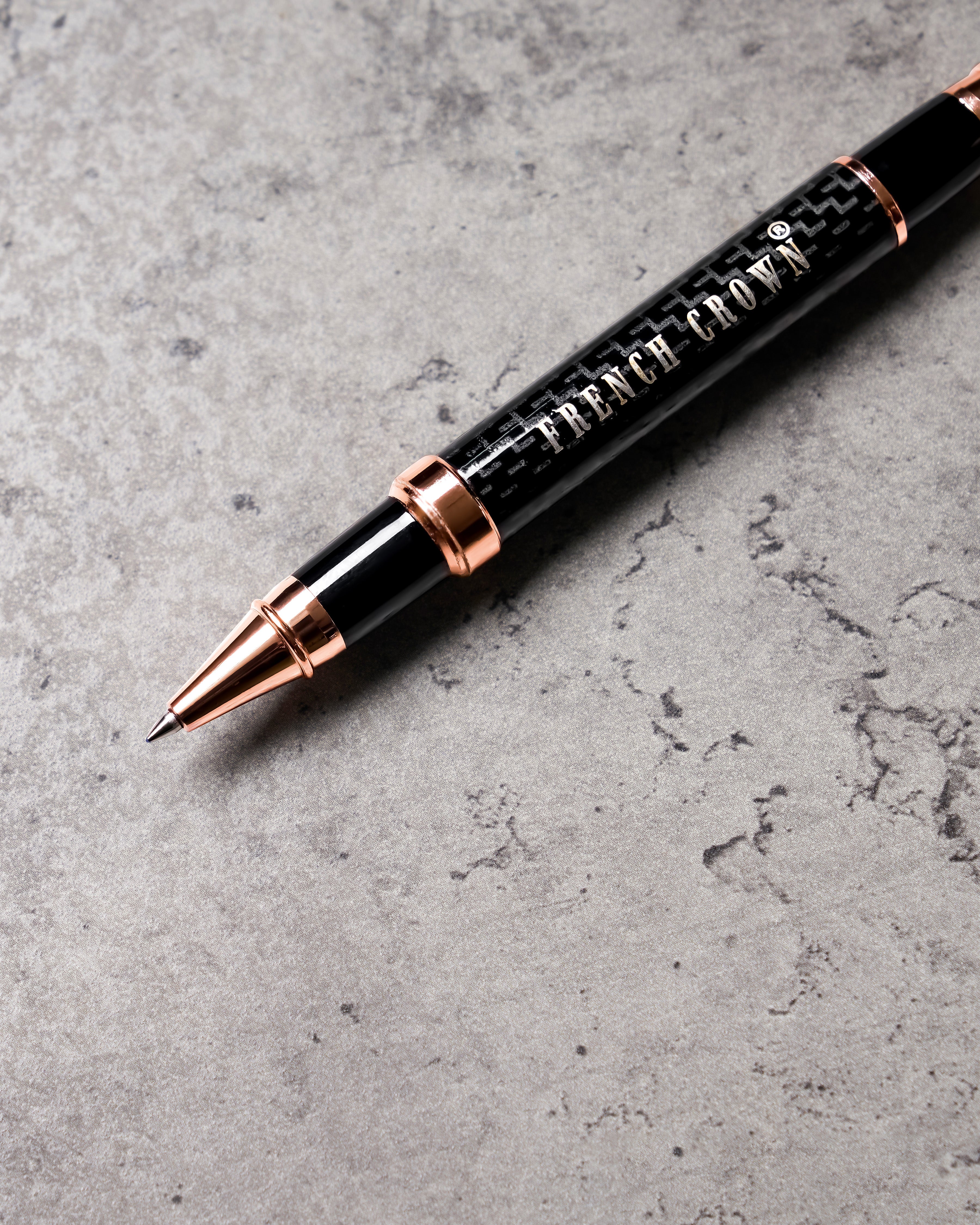 Jade Black with glossy Brown Cap Roller Pen P037