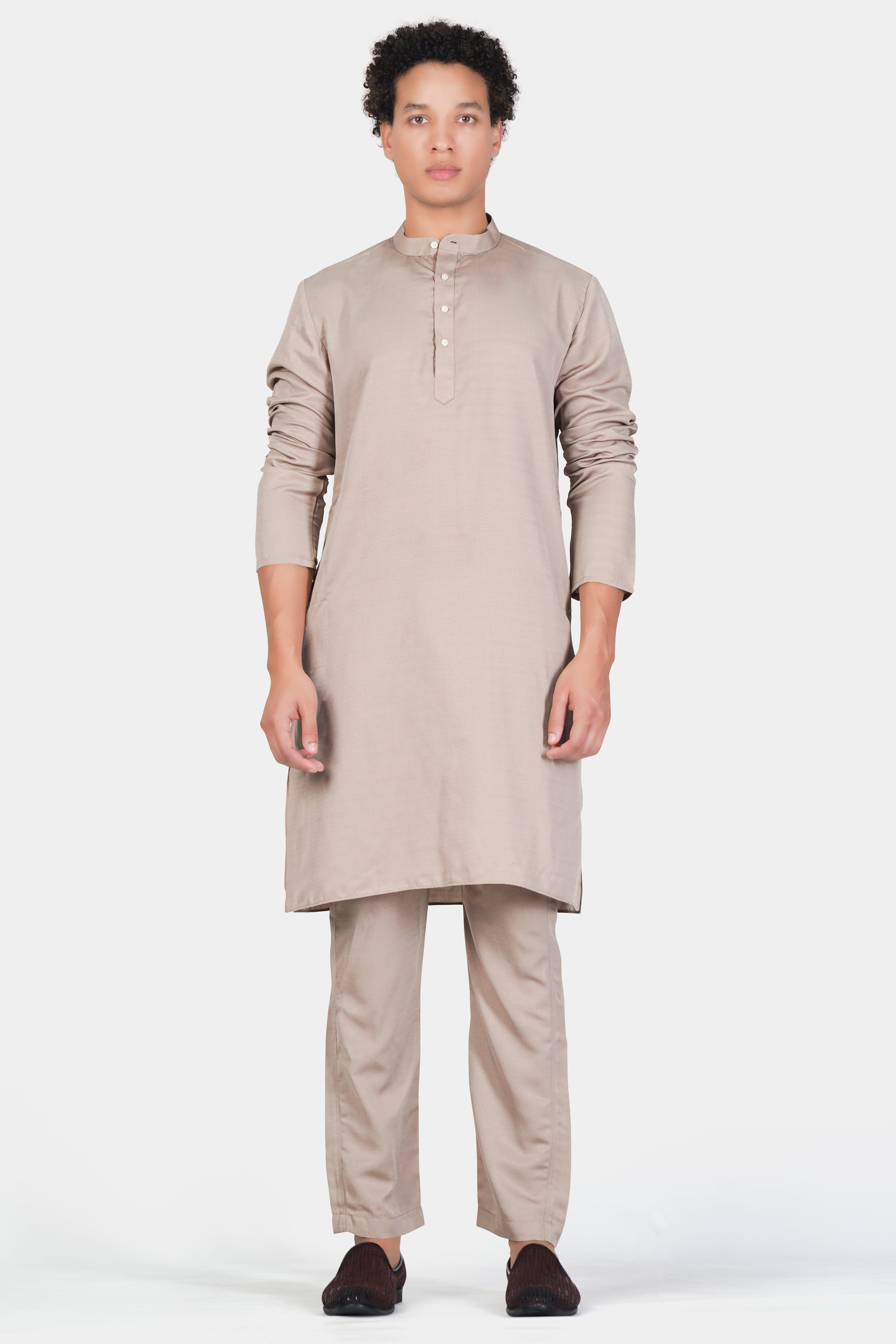 Foggy Brown Subtle Sheen Viscose Pajama F-9049