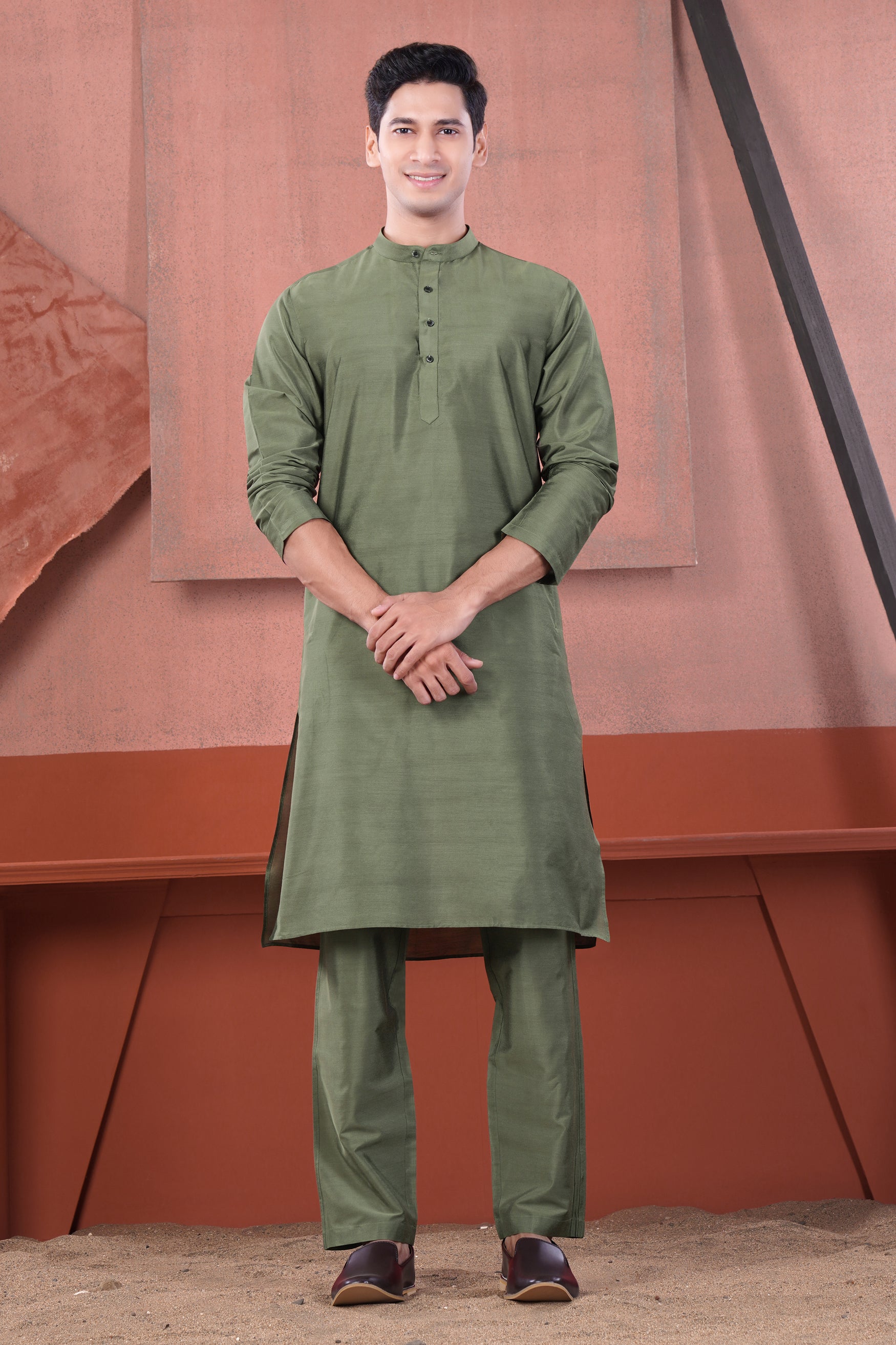 Siam Green Subtle Sheen Viscose Pajama F-8936