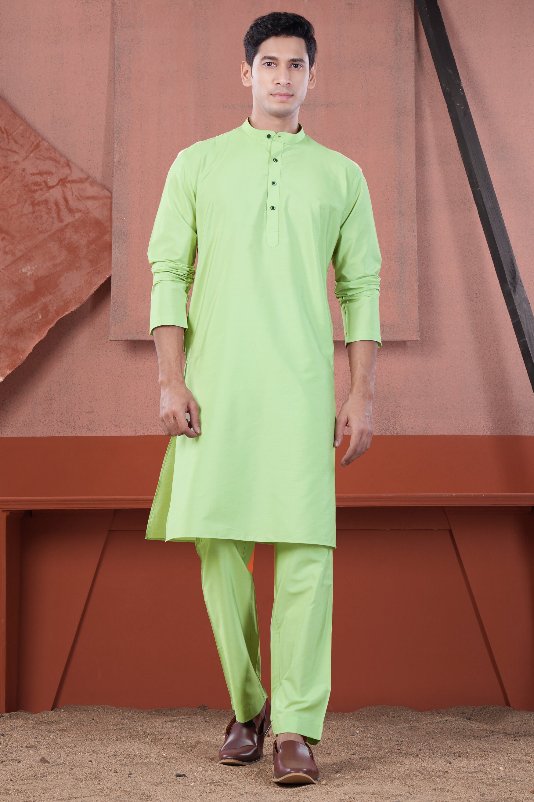 Pixie Green Subtle Sheen Viscose Pajama F-8949