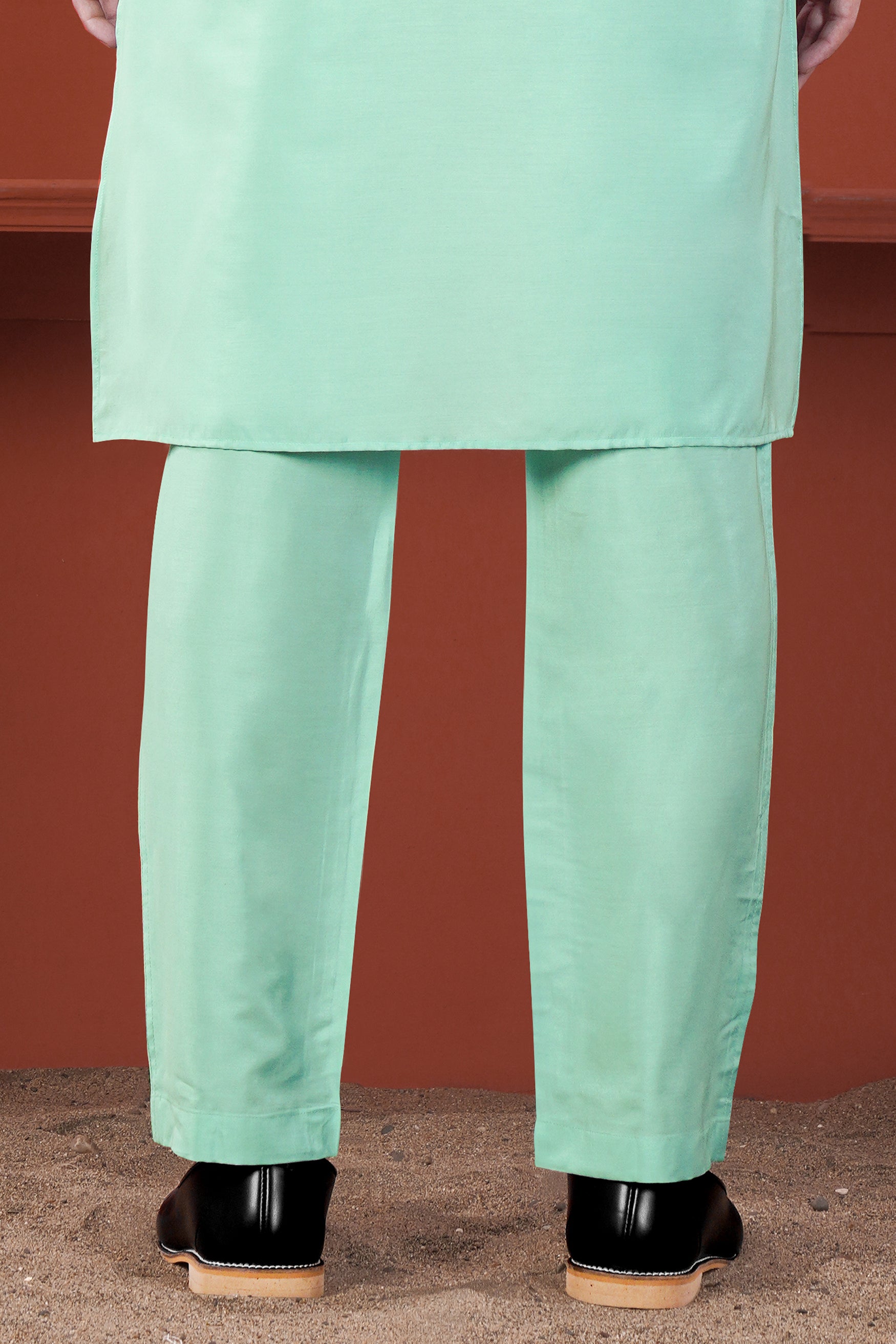 Jagged Green Subtle Sheen Viscose Pajama F-8922