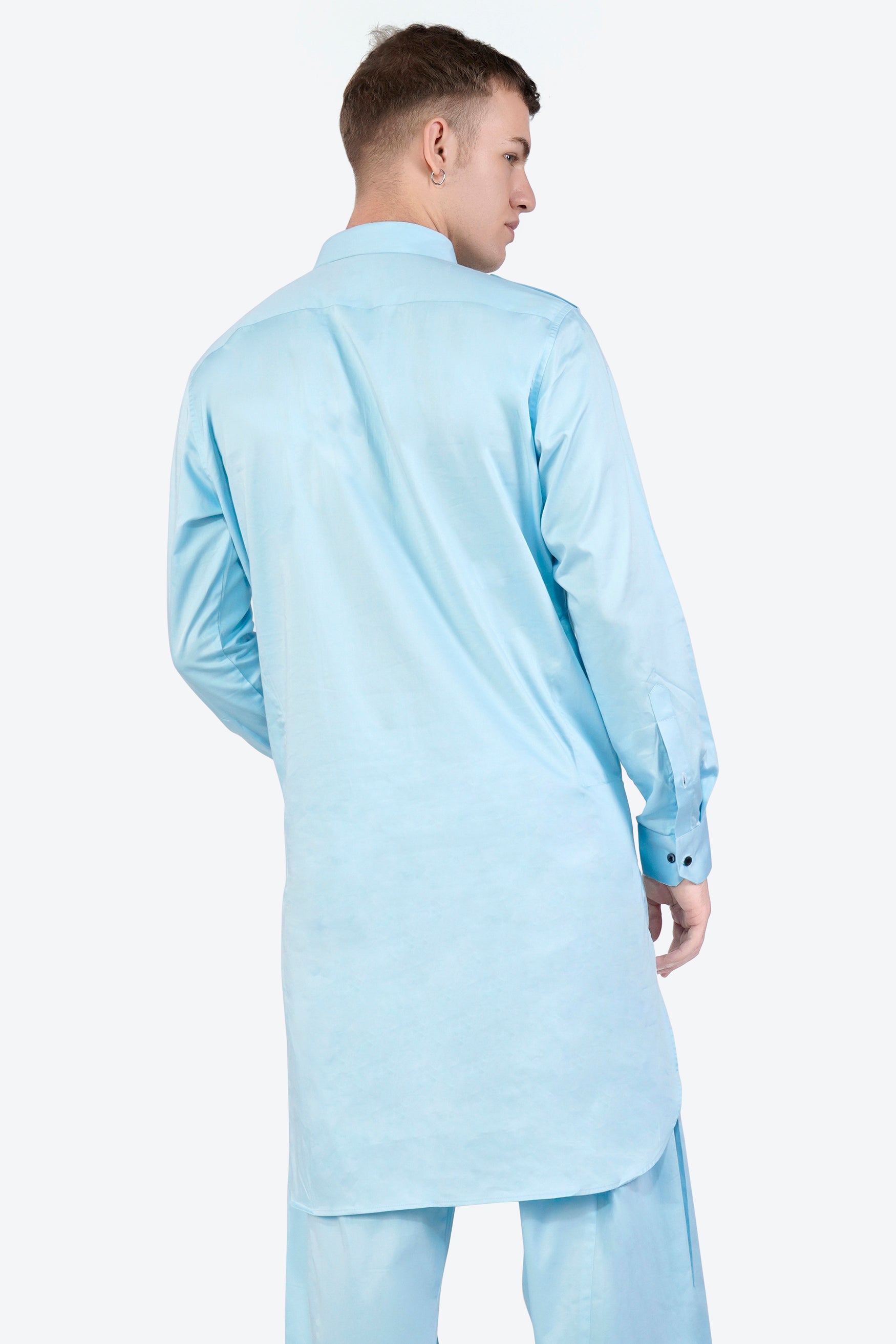 Turquoise Blue Subtle Sheen Super Soft Premium Cotton Pathani