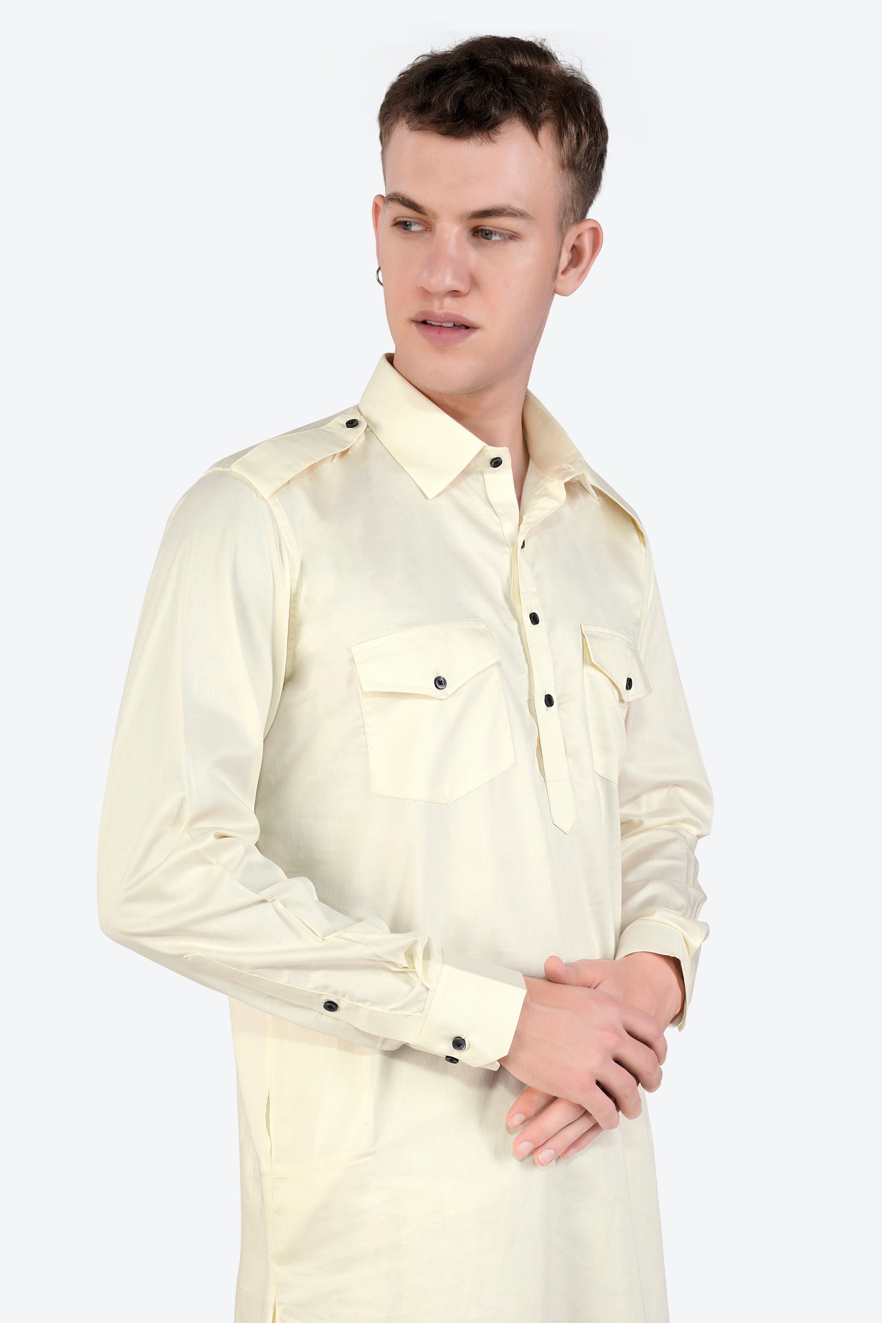 Merino Cream Subtle Sheen Super Soft Premium Cotton Pathani