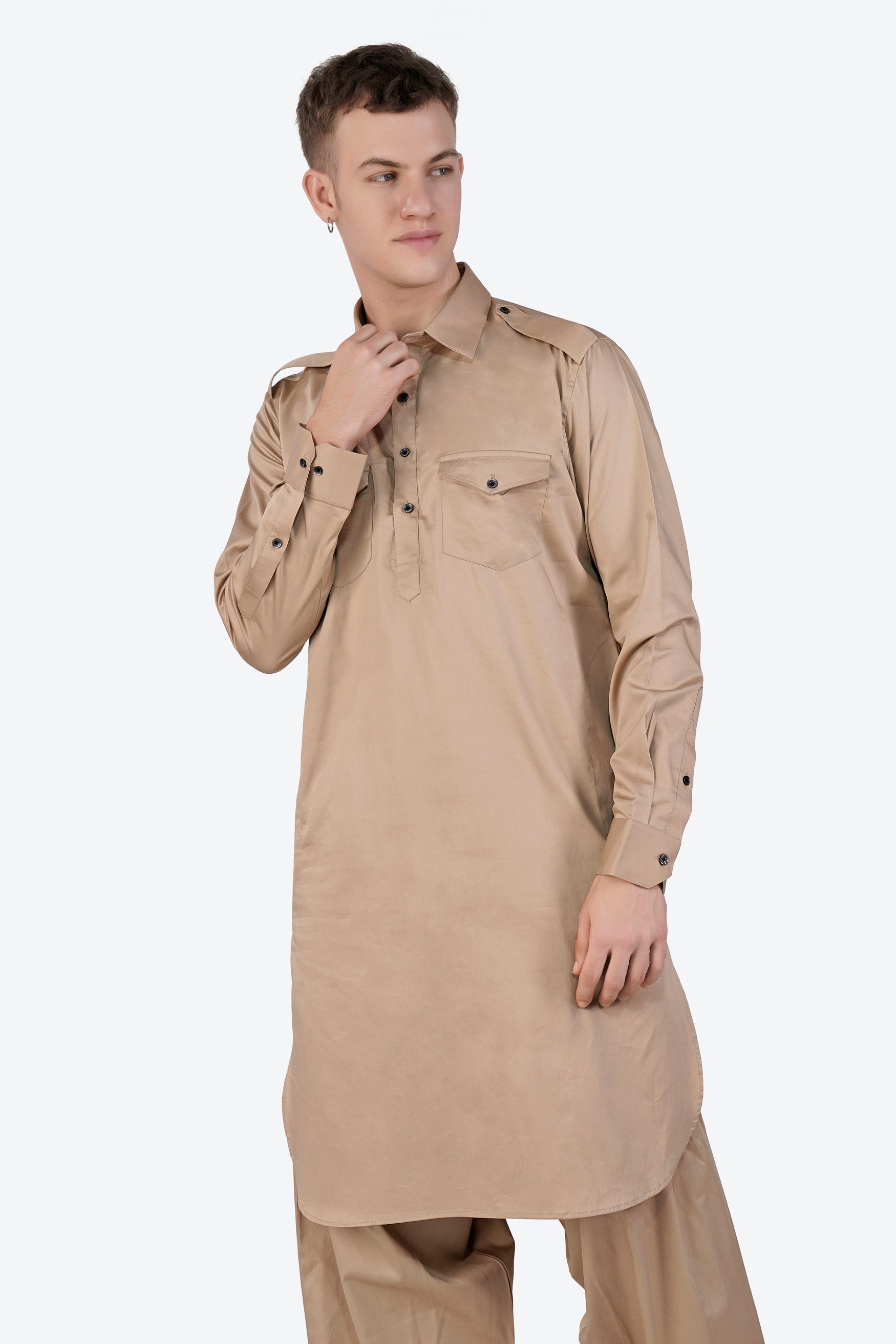 Cashmere Brown Subtle Sheen Super Soft Premium Cotton Pathani