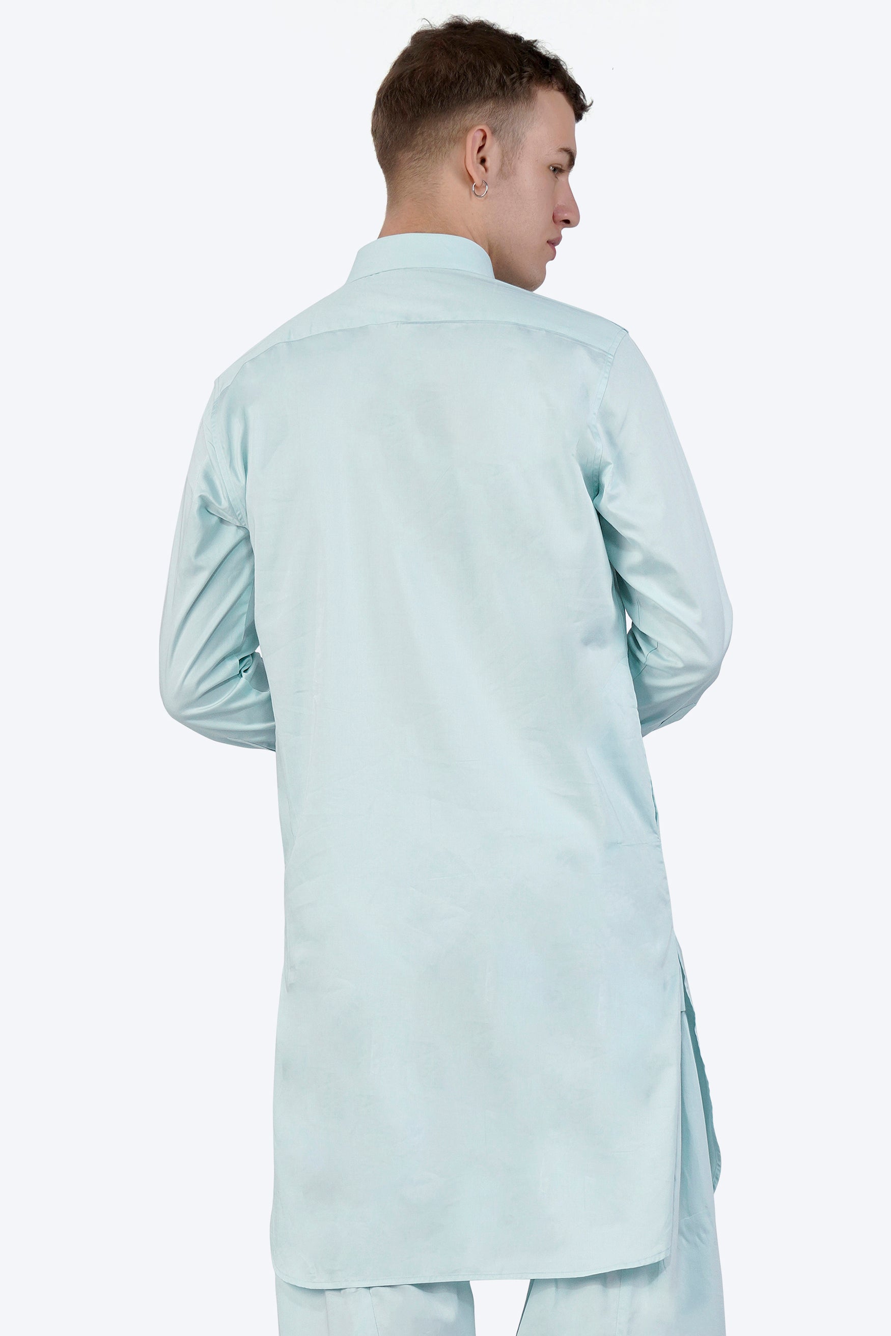 Mercury Blue Subtle Sheen Super Soft Premium Cotton Pathani