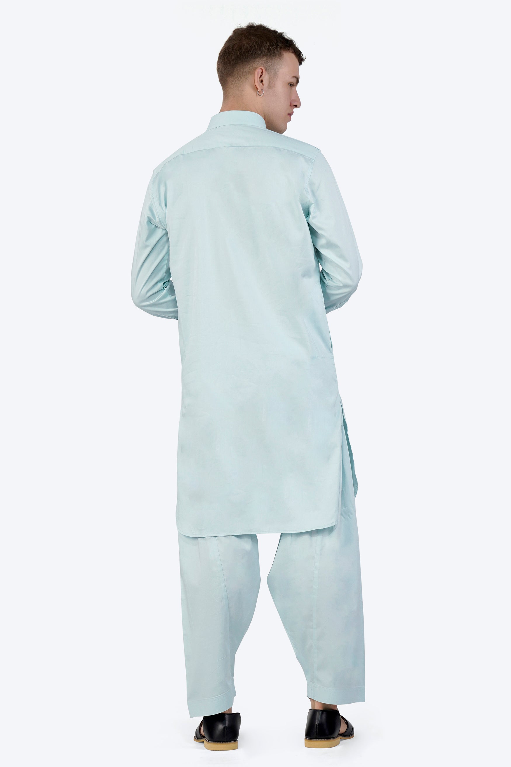 Mercury Blue Subtle Sheen Super Soft Premium Cotton Pathani