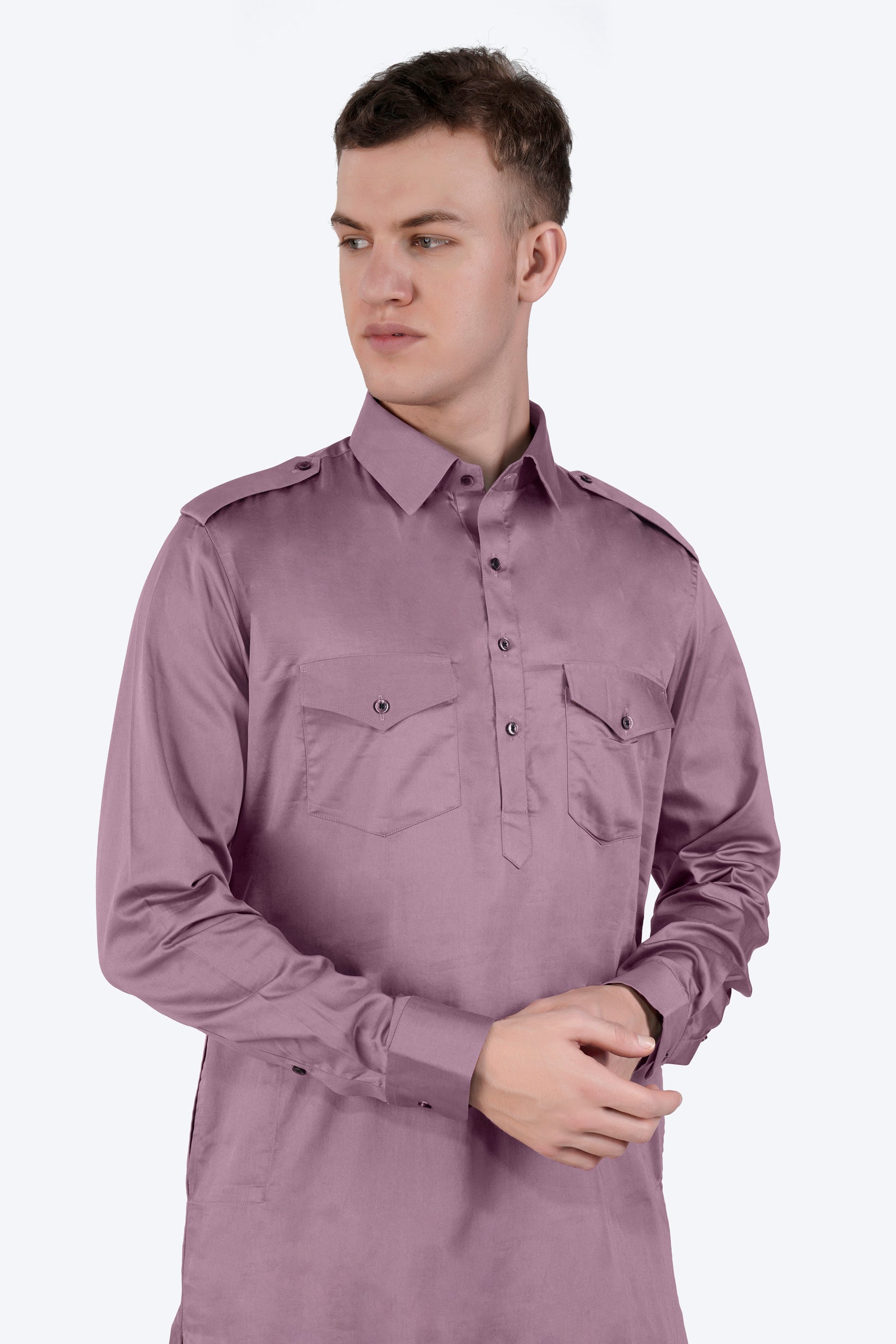 Light Mauave Purple Subtle Sheen Super Soft Premium Cotton Pathani