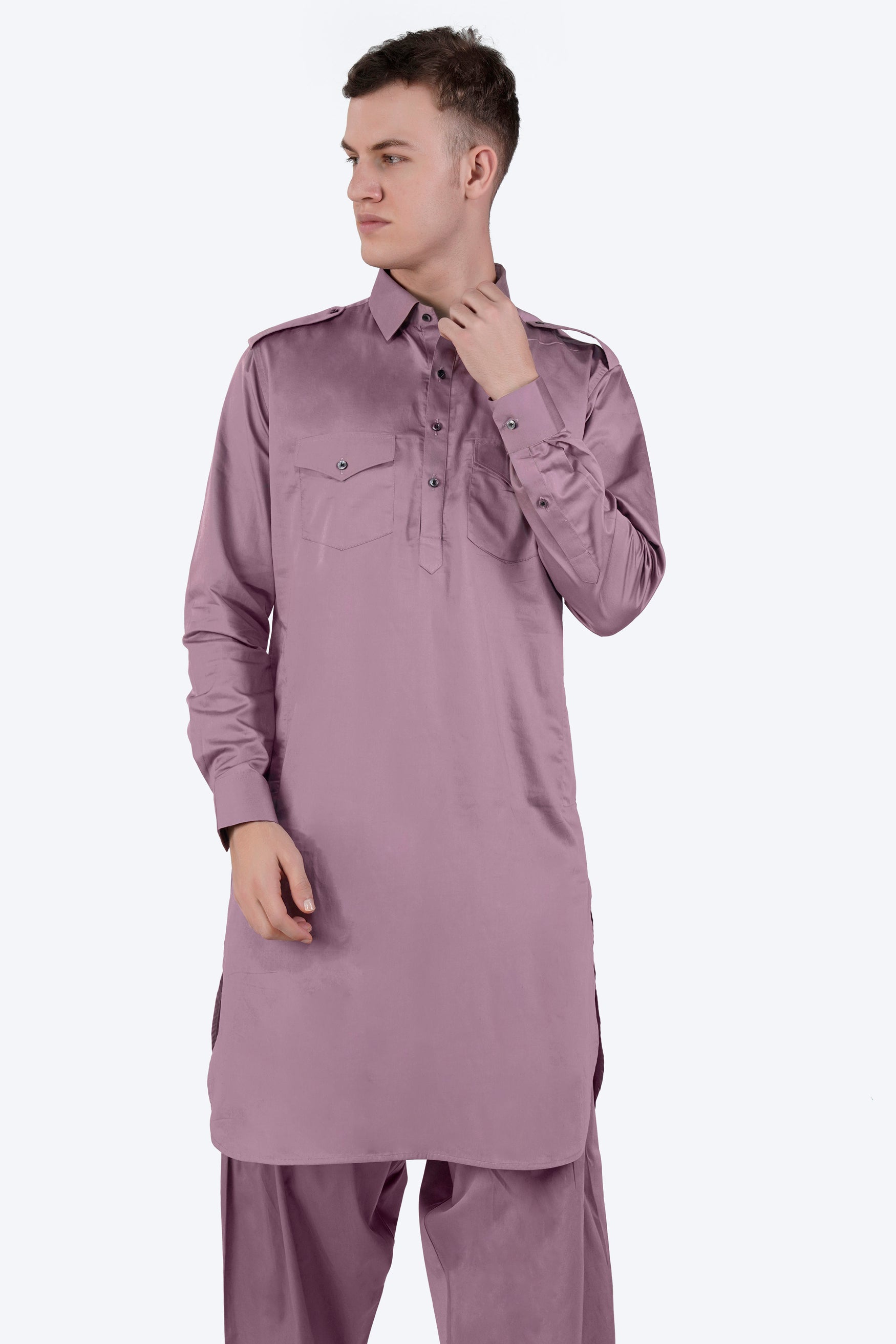 Light Mauave Purple Subtle Sheen Super Soft Premium Cotton Pathani