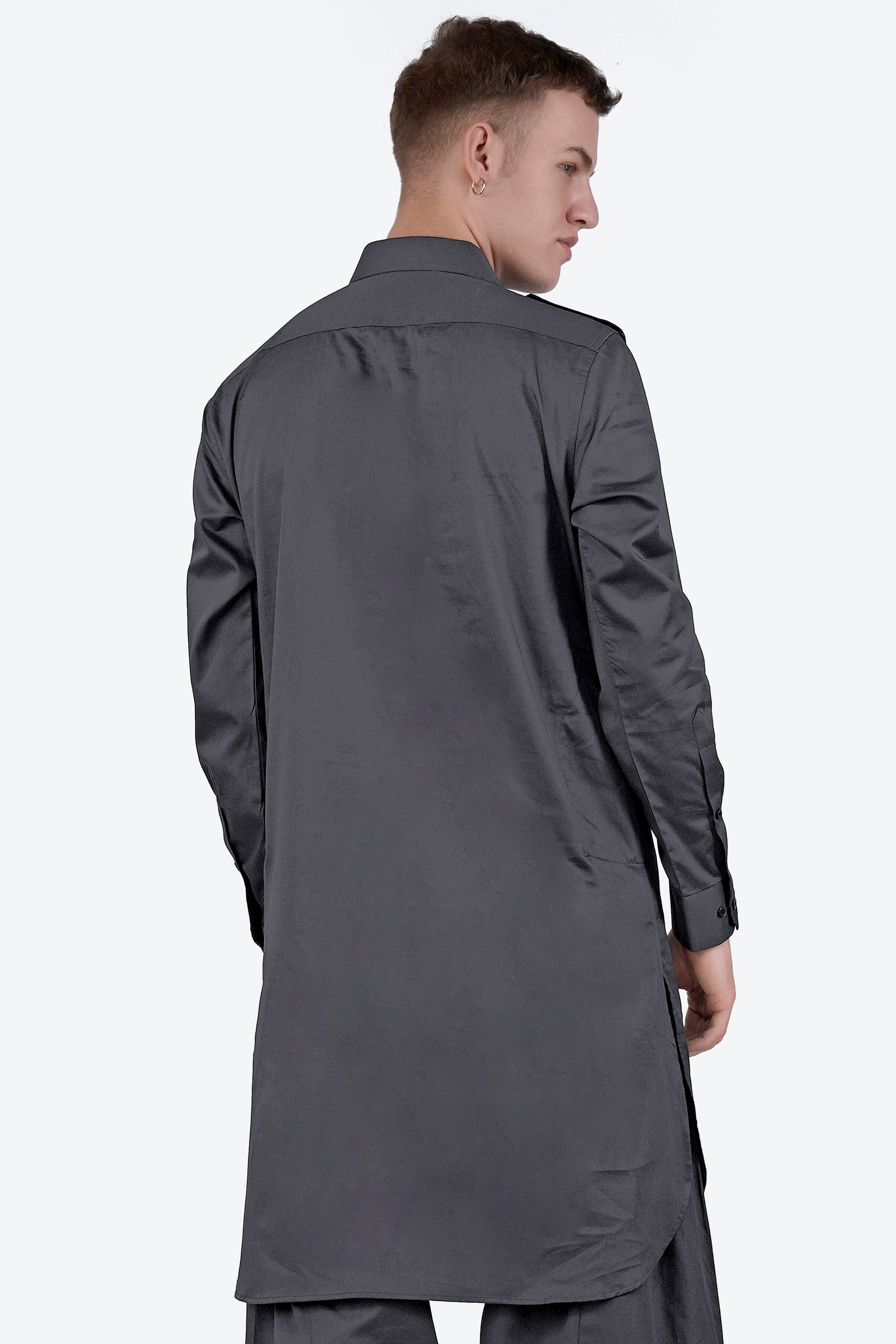 Iridium Gray Subtle Sheen Super Soft Premium Cotton Pathani