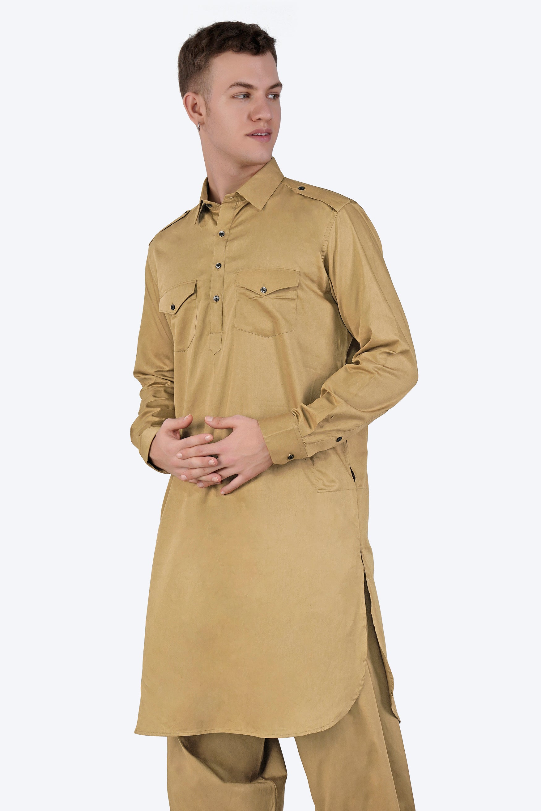 Teak Brown Subtle Sheen Super Soft Premium Cotton Pathani