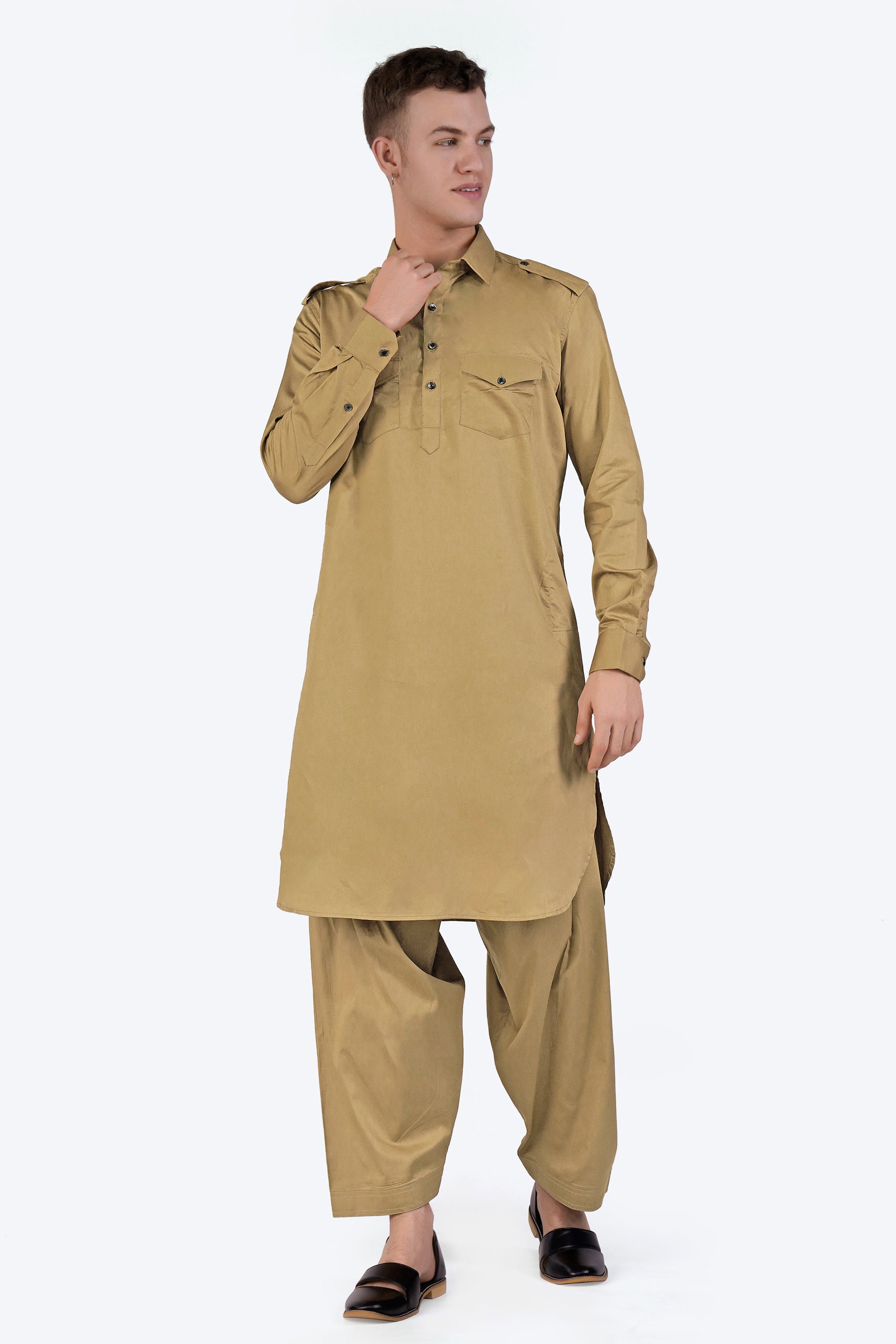 Teak Brown Subtle Sheen Super Soft Premium Cotton Pathani
