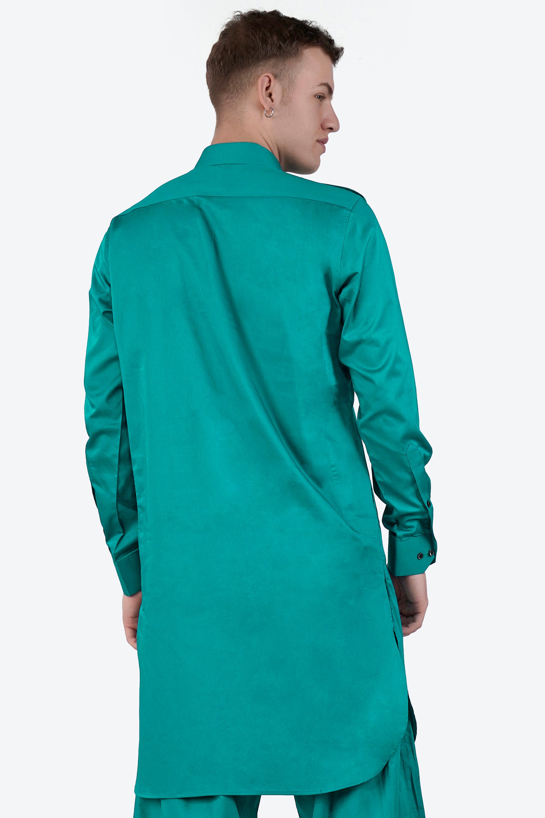 Teal Blue Subtle Sheen Super Soft Premium Cotton Pathani