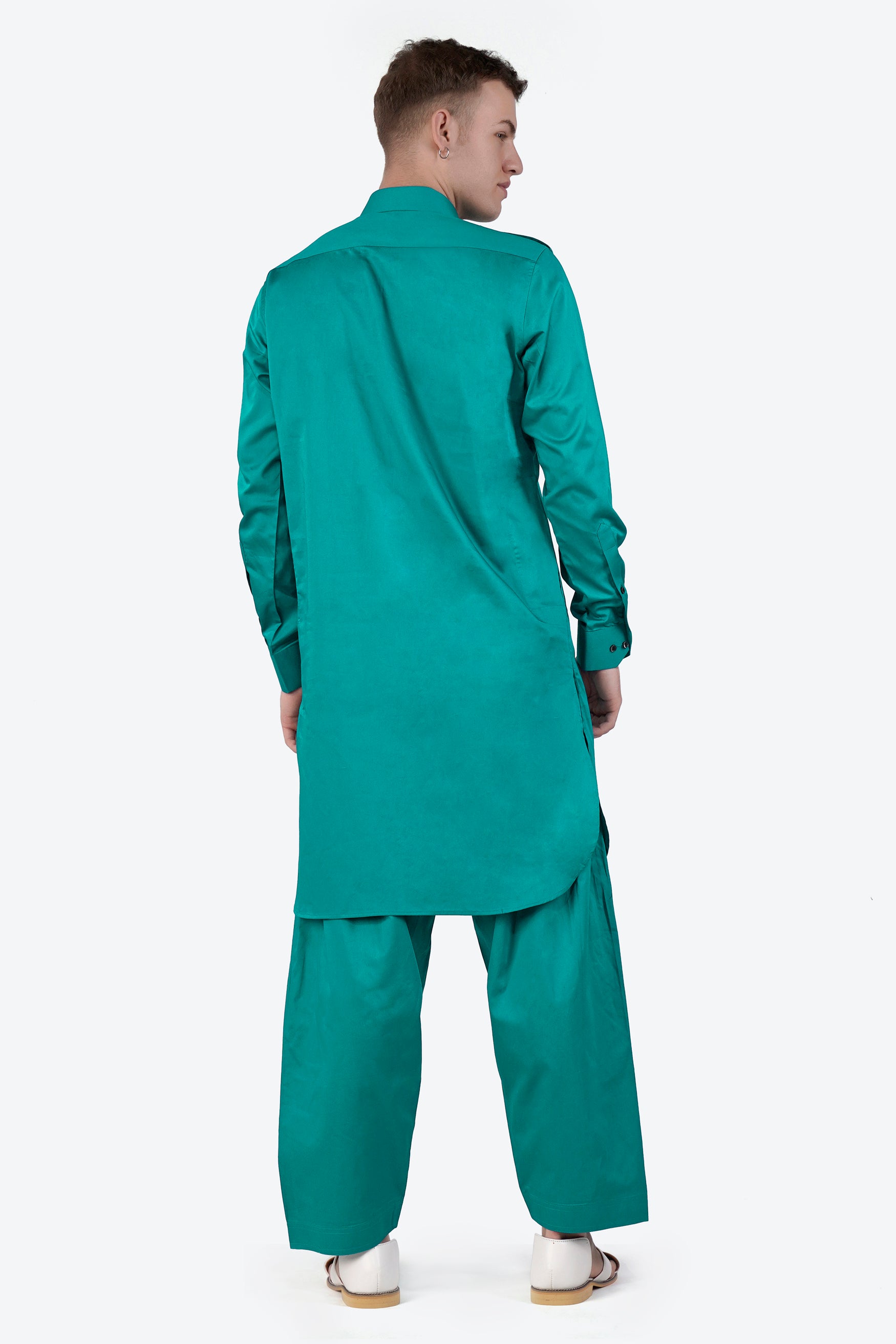 Teal Blue Subtle Sheen Super Soft Premium Cotton Pathani