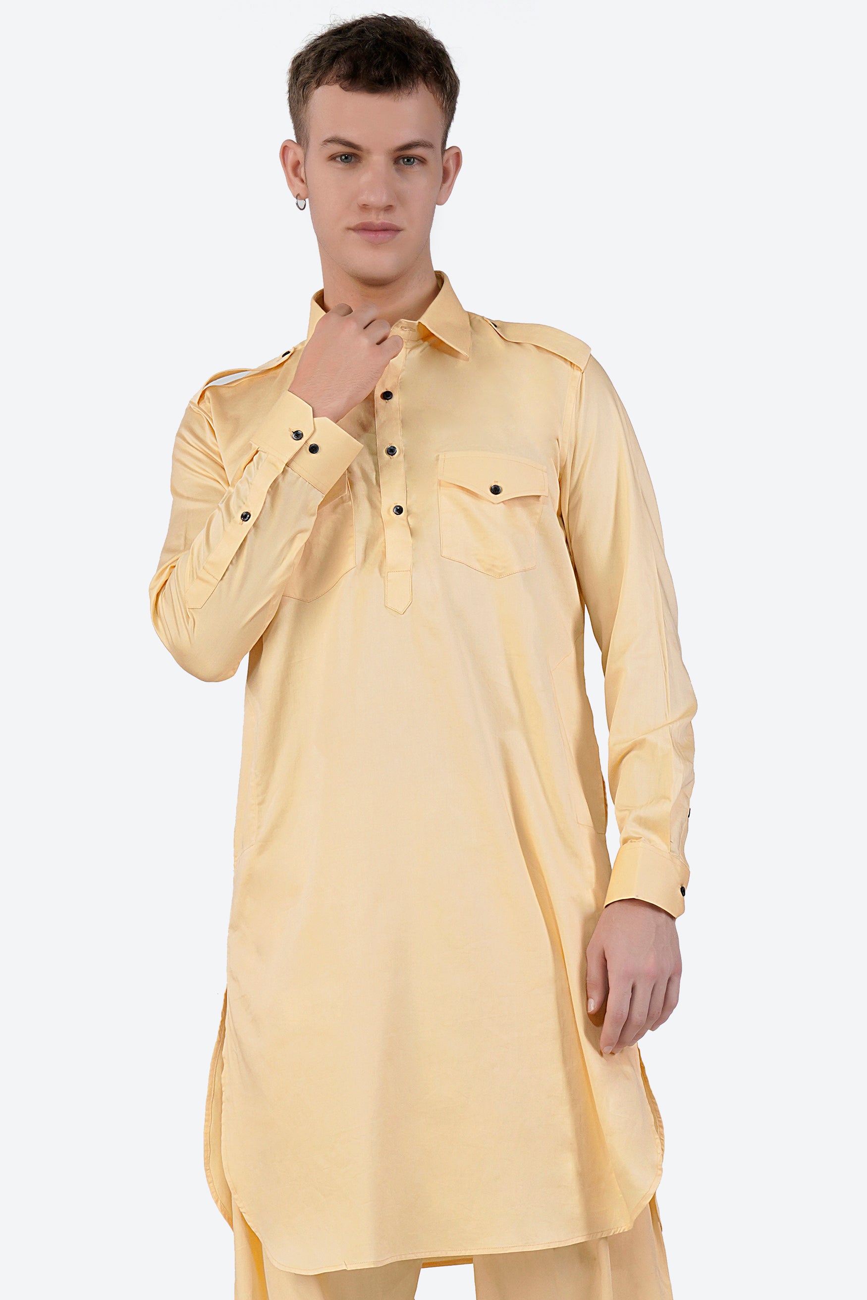 Hampton Beige Subtle Sheen Super Soft Premium Cotton Pathani