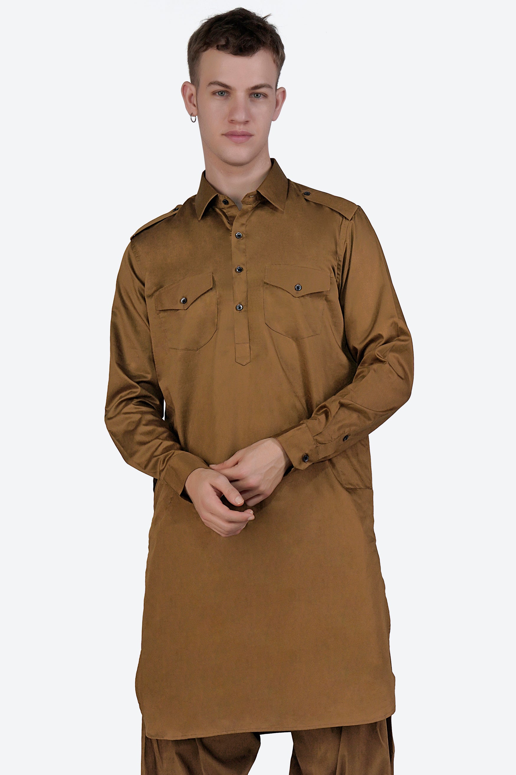 Nutmeg Brown Subtle Sheen Super Soft Premium Cotton Pathani