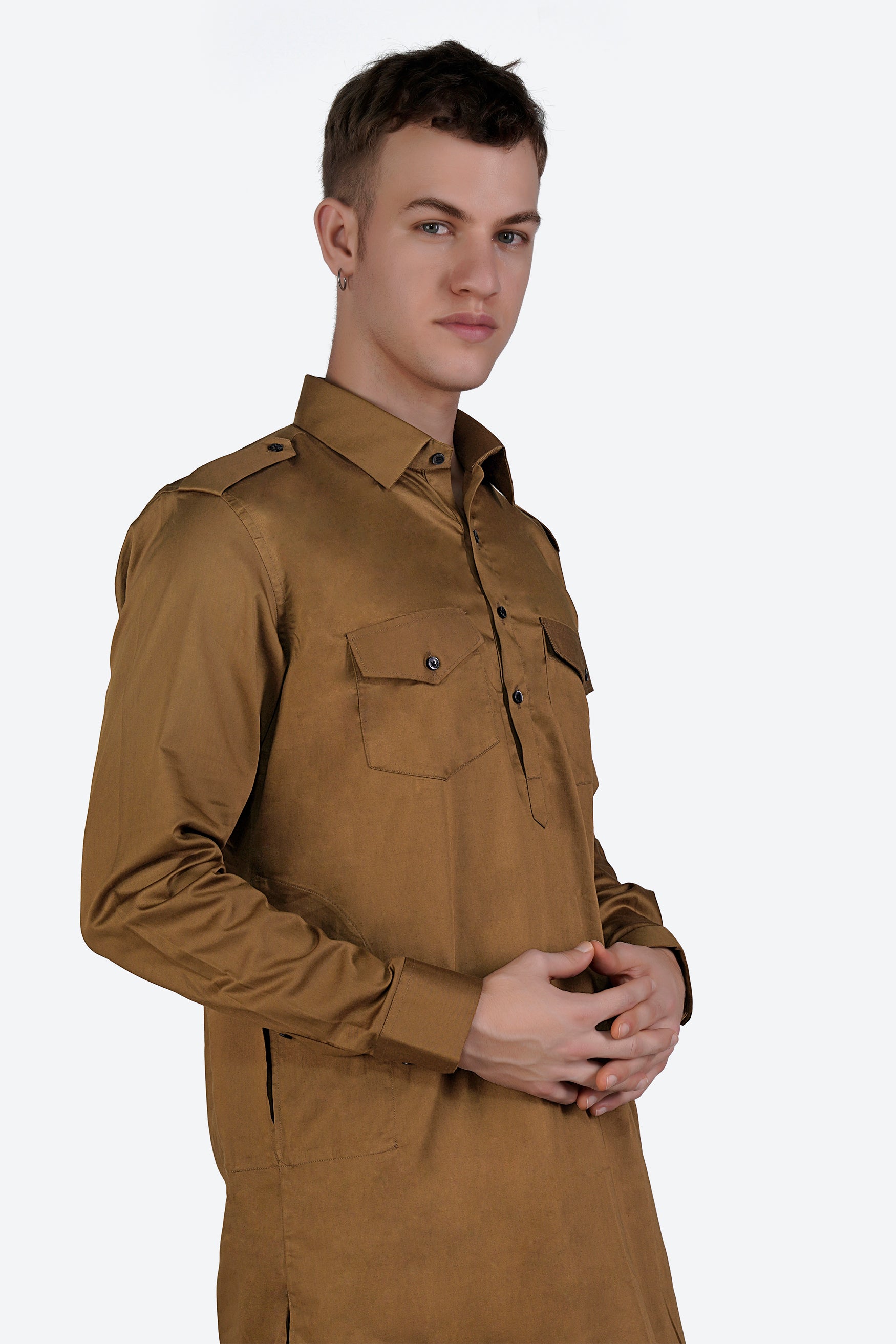 Nutmeg Brown Subtle Sheen Super Soft Premium Cotton Pathani